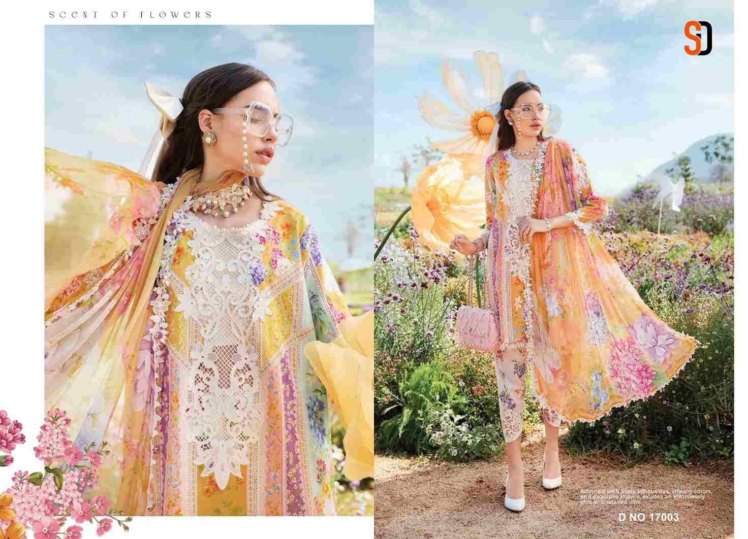 M Prints Vol-17 By Shraddha Designer 17001 To 17004 Series Pakistani Suits Beautiful Fancy Colorful Stylish Party Wear & Occasional Wear Lawn Cotton With Embroidery Dresses At Wholesale Price