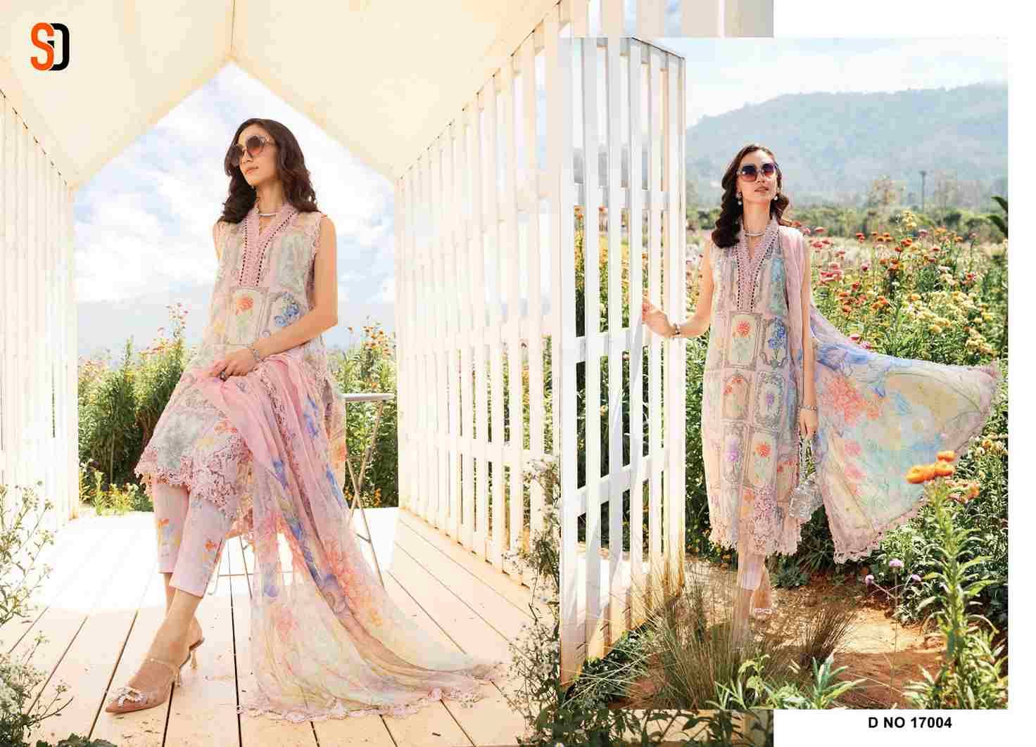 M Prints Vol-17 By Shraddha Designer 17001 To 17004 Series Pakistani Suits Beautiful Fancy Colorful Stylish Party Wear & Occasional Wear Lawn Cotton With Embroidery Dresses At Wholesale Price