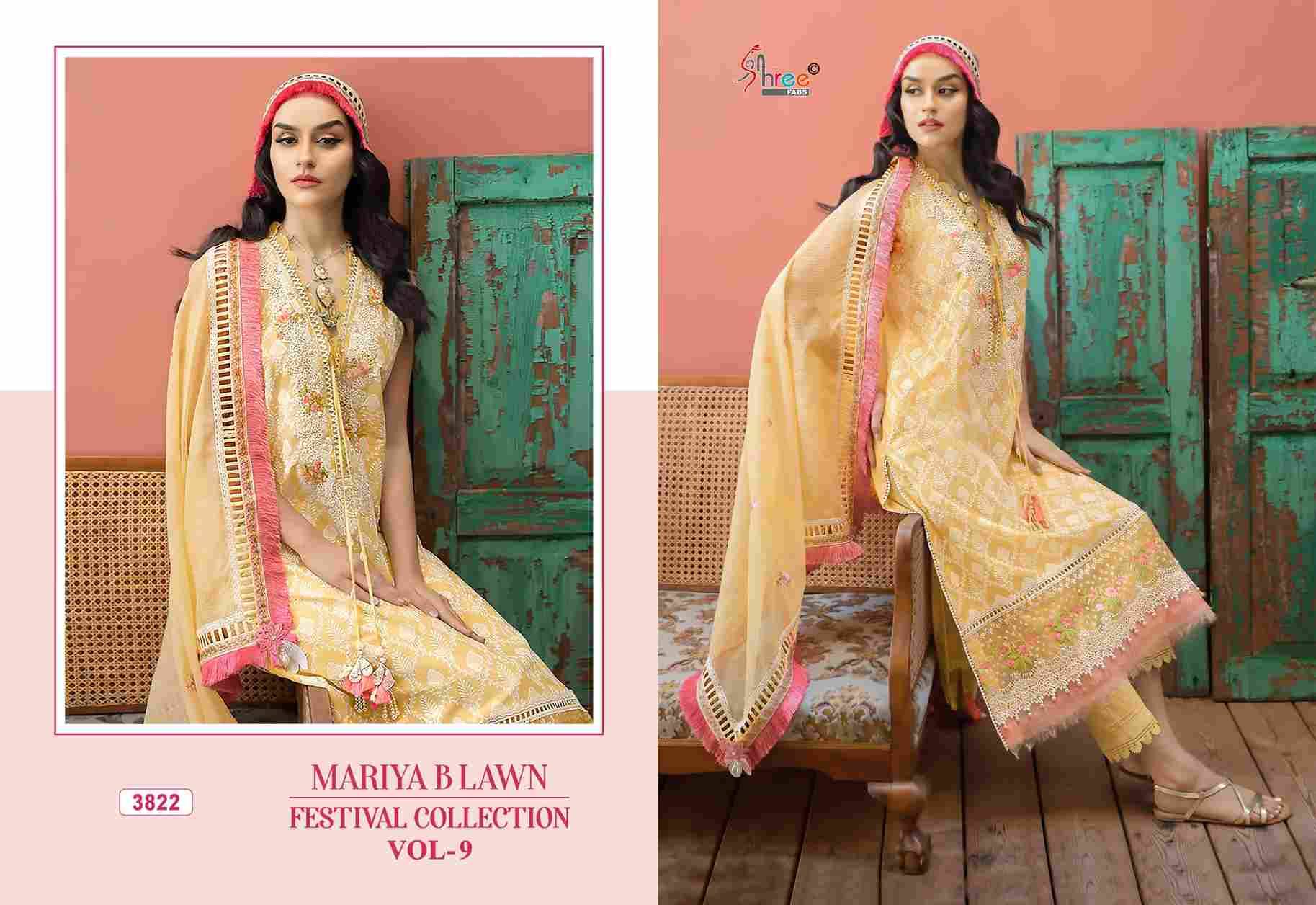 Mariya B Lawn Festival Collection Vol-9 By Shree Fabs 3821 To 3826 Series Designer Pakistani Suits Beautiful Stylish Fancy Colorful Party Wear & Occasional Wear Pure Cotton Embroidered Dresses At Wholesale Price