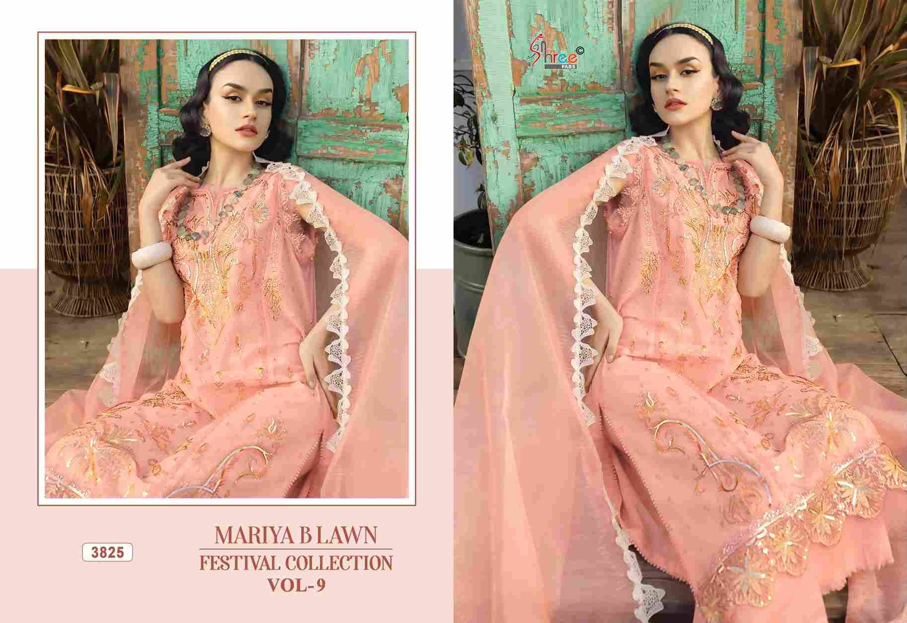 Mariya B Lawn Festival Collection Vol-9 By Shree Fabs 3821 To 3826 Series Designer Pakistani Suits Beautiful Stylish Fancy Colorful Party Wear & Occasional Wear Pure Cotton Embroidered Dresses At Wholesale Price