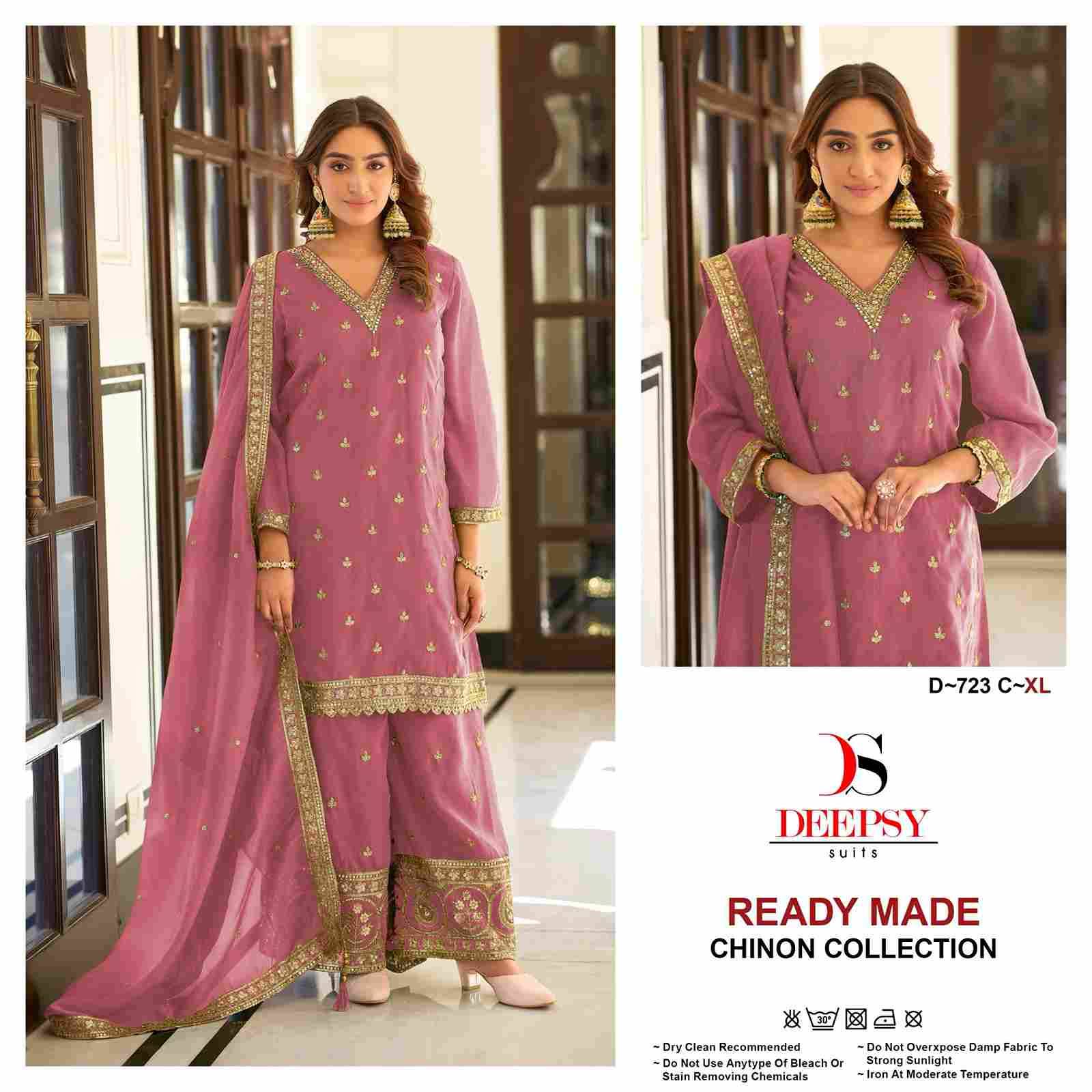 Deepsy Hit Design 723 Colours By Deepsy Suits 723-A To 723-C Series Beautiful Pakistani Suits Colorful Stylish Fancy Casual Wear & Ethnic Wear Pure Simar Silk With Embroidered Dresses At Wholesale Price