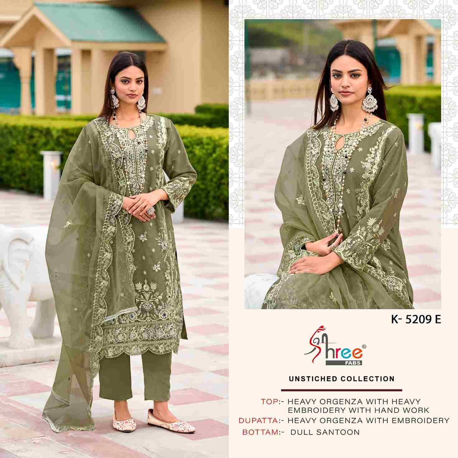 Shree Fabs Hit Design K-5209 Colours By Shree Fabs K-5209-E To K-5202-H Series Designer Pakistani Suits Collection Beautiful Stylish Fancy Colorful Party Wear & Occasional Wear Heavy Organza Dresses At Wholesale Price