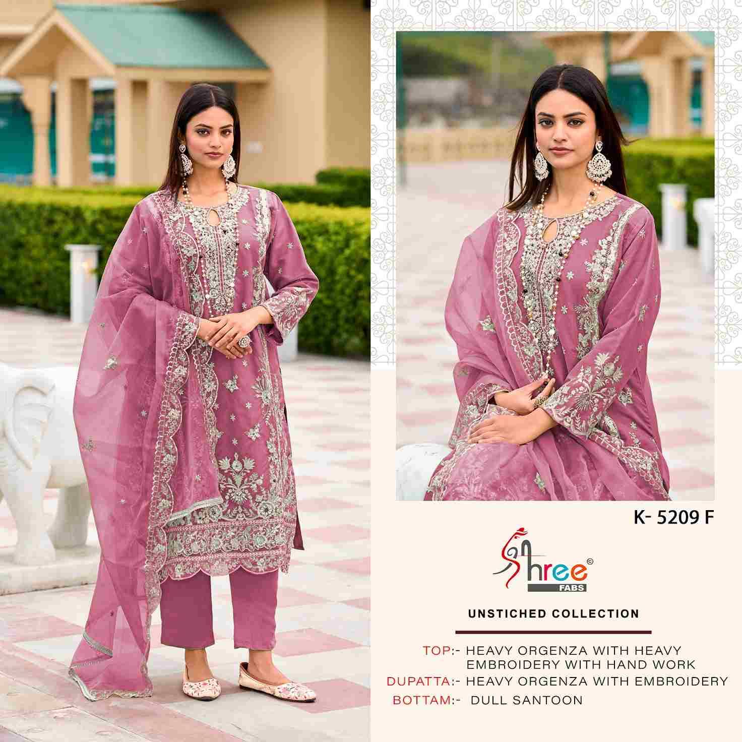 Shree Fabs Hit Design K-5209 Colours By Shree Fabs K-5209-E To K-5202-H Series Designer Pakistani Suits Collection Beautiful Stylish Fancy Colorful Party Wear & Occasional Wear Heavy Organza Dresses At Wholesale Price