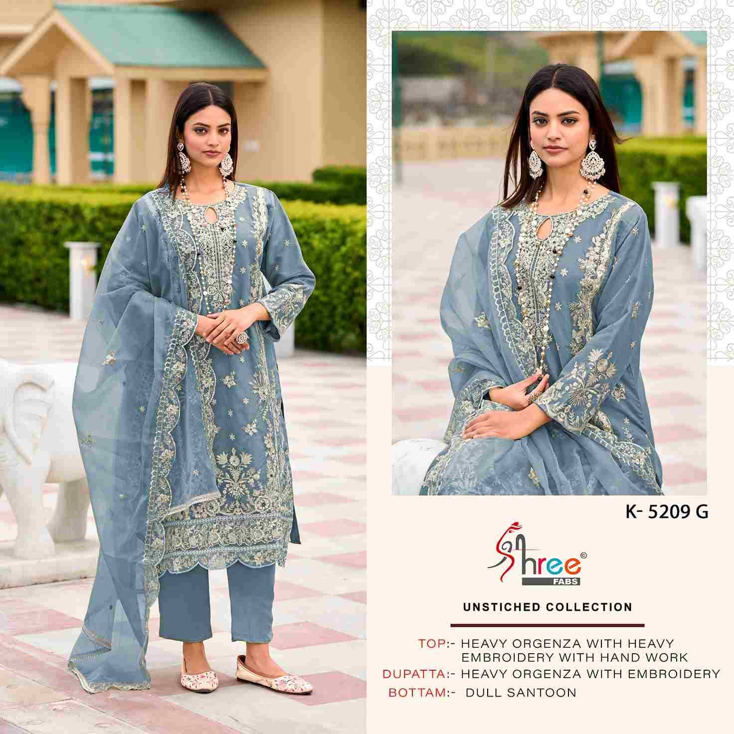 Shree Fabs Hit Design K-5209 Colours By Shree Fabs K-5209-E To K-5202-H Series Designer Pakistani Suits Collection Beautiful Stylish Fancy Colorful Party Wear & Occasional Wear Heavy Organza Dresses At Wholesale Price