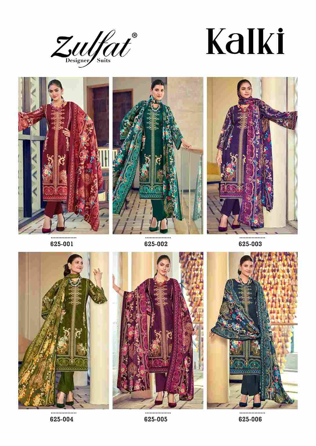 Kalki By Zulfat 625-101 To 625-106 Series Beautiful Festive Suits Stylish Fancy Colorful Casual Wear & Ethnic Wear Pure Heavy Viscose Rayon Print Dresses At Wholesale Price