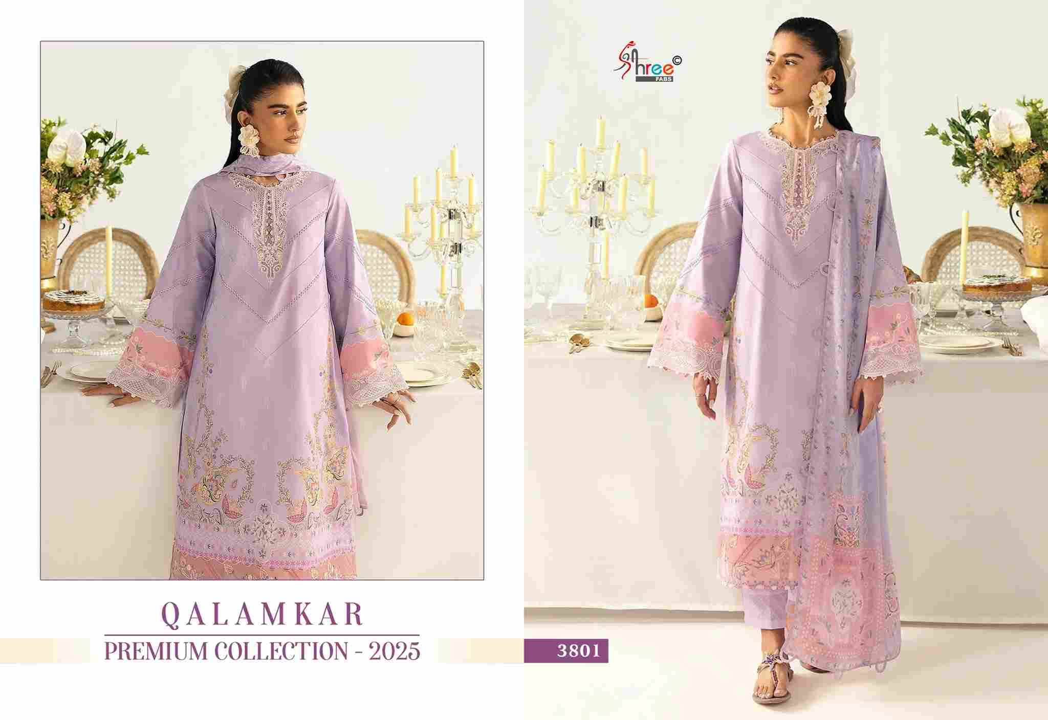 Qalamkar Premium Collection-2025 By Shree Fabs 3801 To 3807 Series Designer Pakistani Suits Beautiful Stylish Fancy Colorful Party Wear & Occasional Wear Pure Cotton Print Embroidered Dresses At Wholesale Price