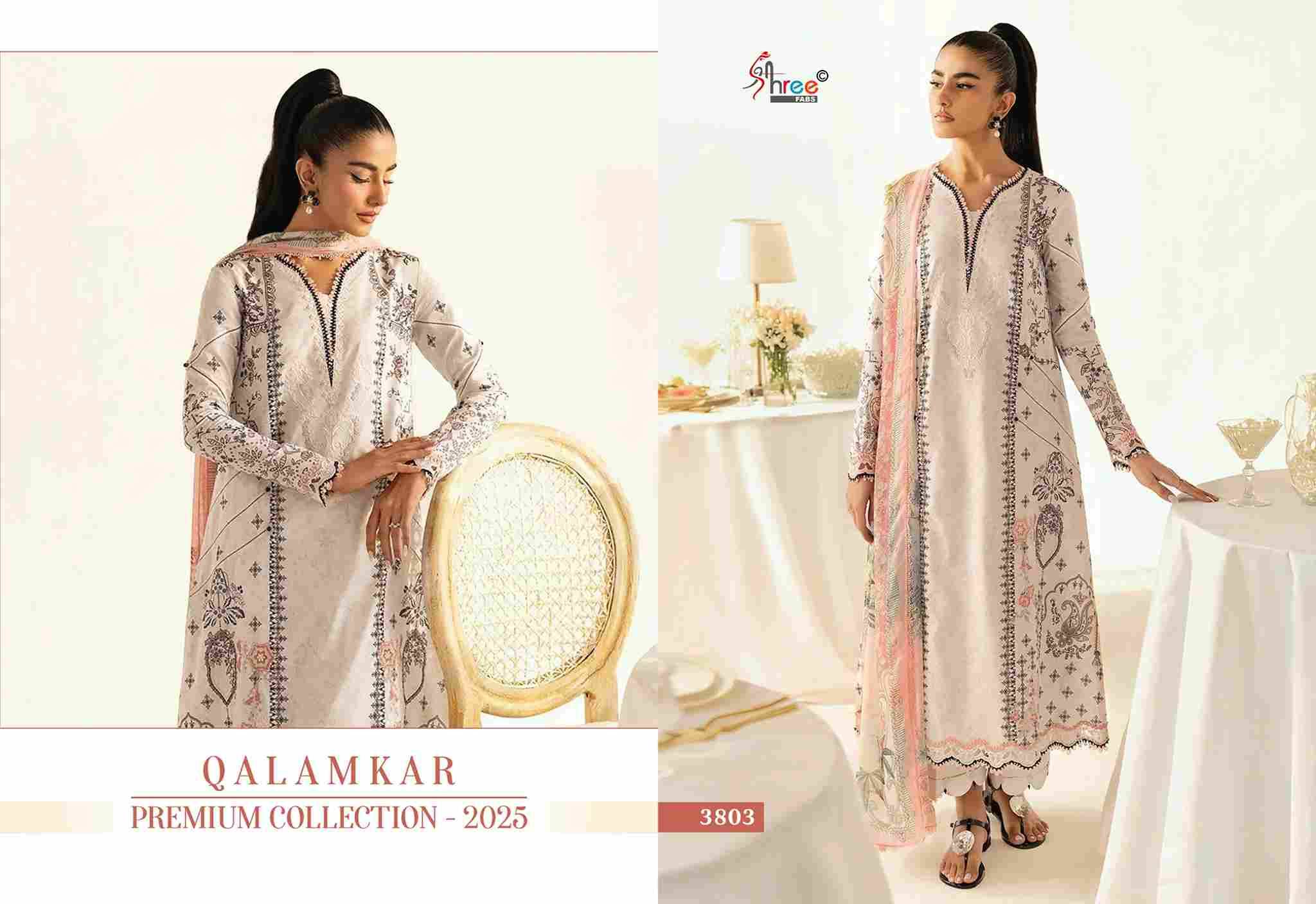 Qalamkar Premium Collection-2025 By Shree Fabs 3801 To 3807 Series Designer Pakistani Suits Beautiful Stylish Fancy Colorful Party Wear & Occasional Wear Pure Cotton Print Embroidered Dresses At Wholesale Price