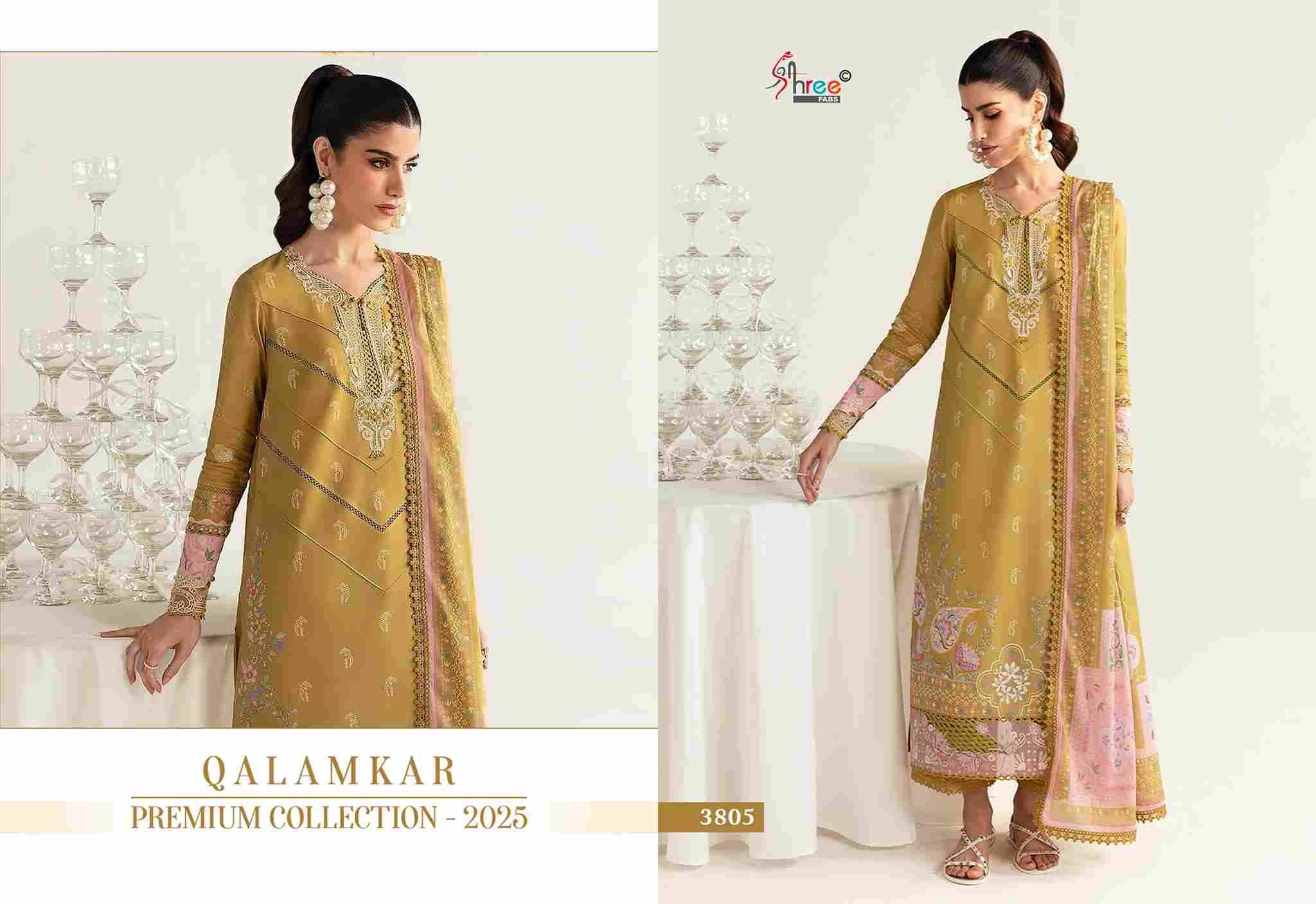 Qalamkar Premium Collection-2025 By Shree Fabs 3801 To 3807 Series Designer Pakistani Suits Beautiful Stylish Fancy Colorful Party Wear & Occasional Wear Pure Cotton Print Embroidered Dresses At Wholesale Price