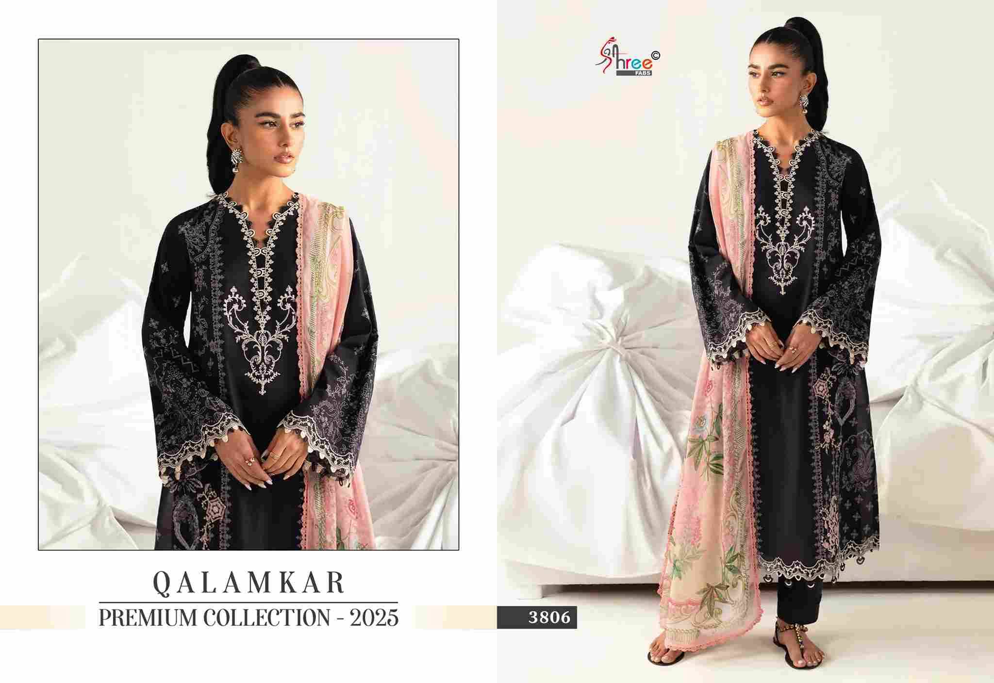 Qalamkar Premium Collection-2025 By Shree Fabs 3801 To 3807 Series Designer Pakistani Suits Beautiful Stylish Fancy Colorful Party Wear & Occasional Wear Pure Cotton Print Embroidered Dresses At Wholesale Price