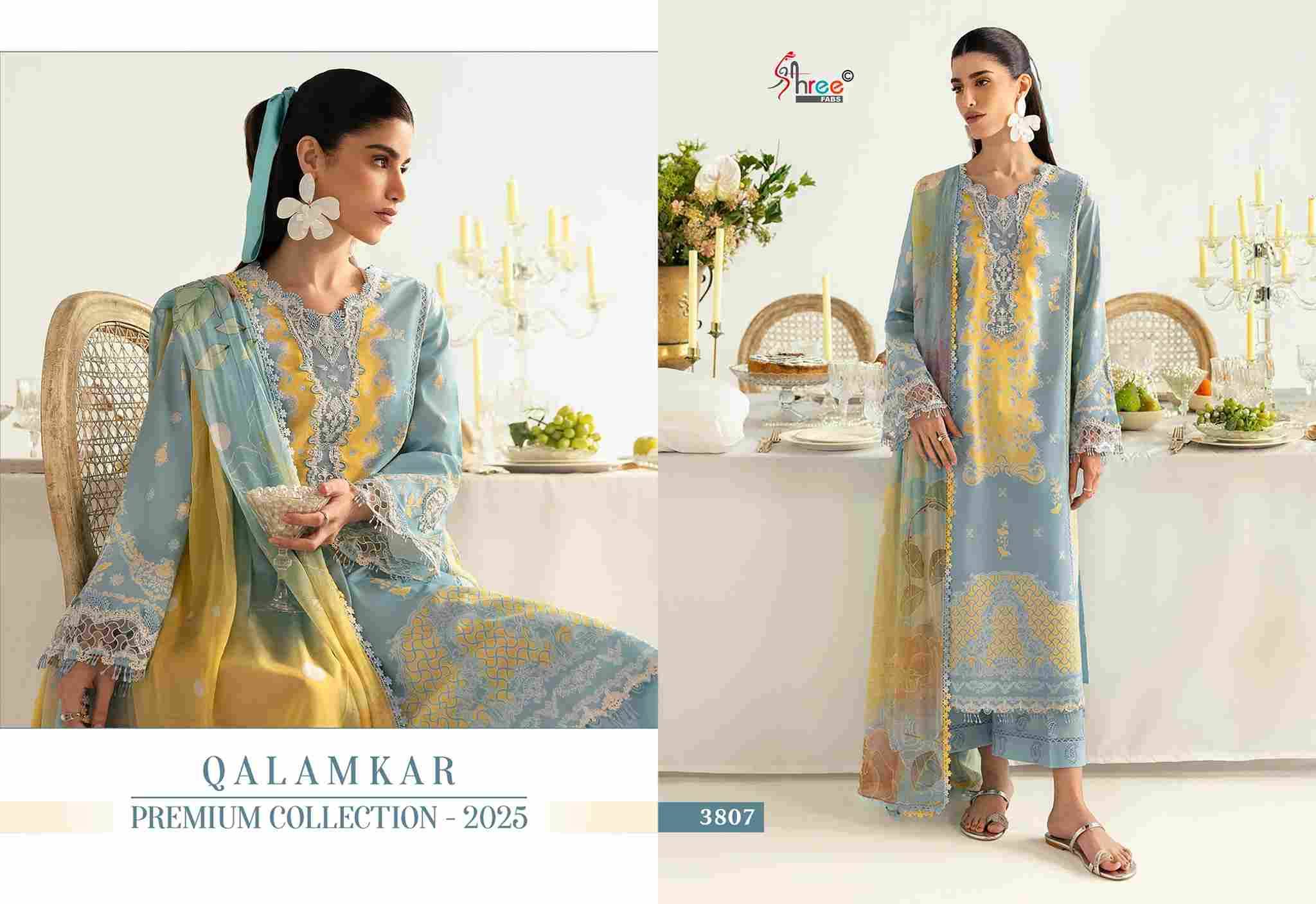 Qalamkar Premium Collection-2025 By Shree Fabs 3801 To 3807 Series Designer Pakistani Suits Beautiful Stylish Fancy Colorful Party Wear & Occasional Wear Pure Cotton Print Embroidered Dresses At Wholesale Price