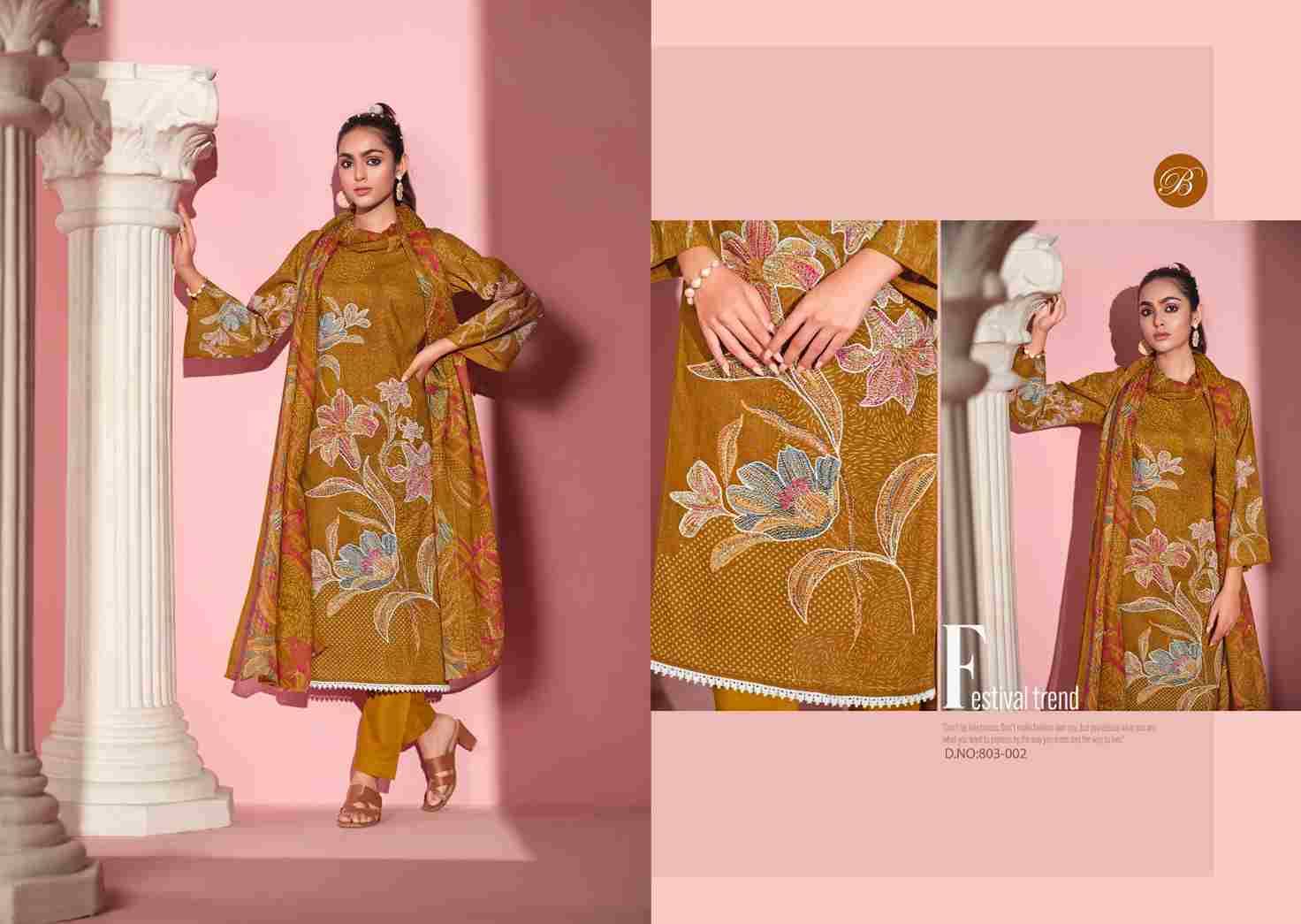 Safeena By Belliza 803-001 To 803-006 Series Beautiful Stylish Festive Suits Fancy Colorful Casual Wear & Ethnic Wear & Ready To Wear Pure Cotton Digital Print Dresses At Wholesale Price