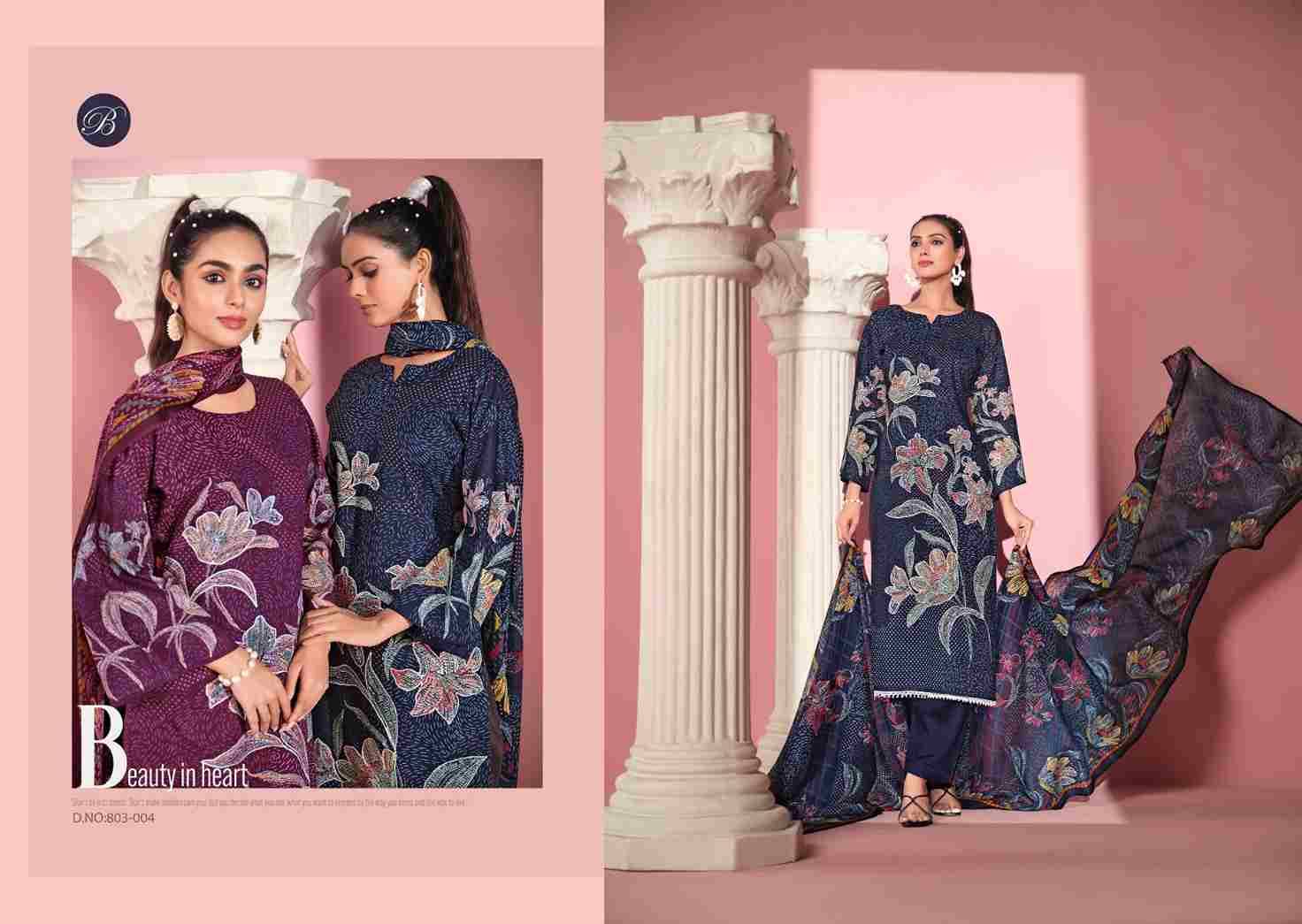 Safeena By Belliza 803-001 To 803-006 Series Beautiful Stylish Festive Suits Fancy Colorful Casual Wear & Ethnic Wear & Ready To Wear Pure Cotton Digital Print Dresses At Wholesale Price