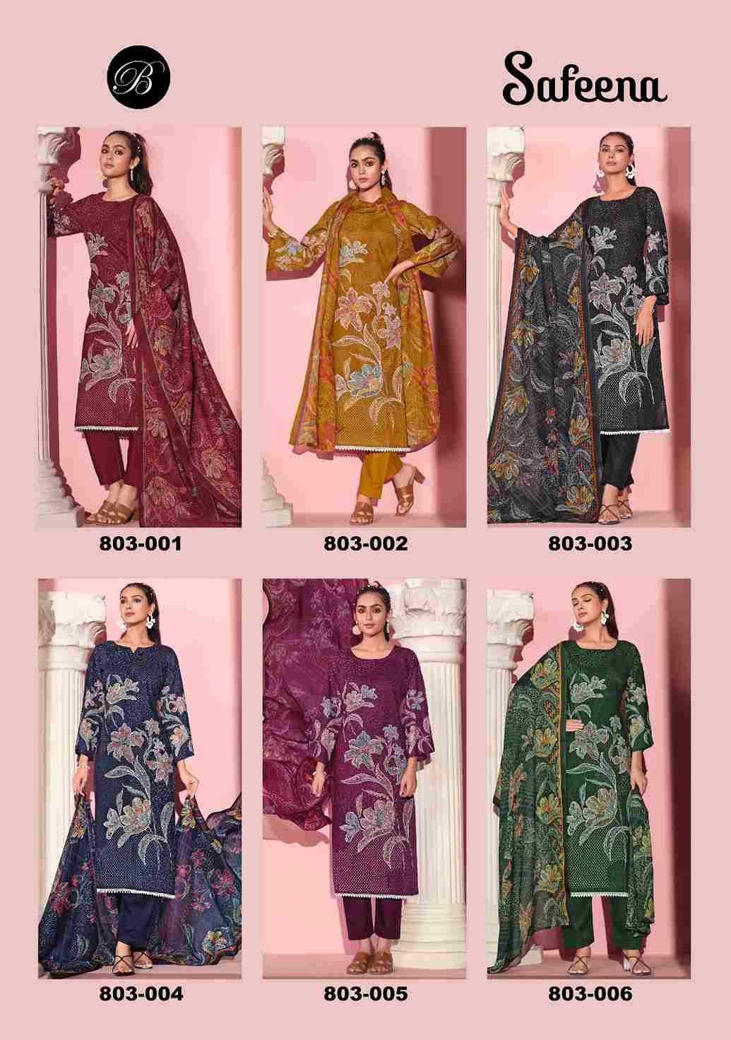 Safeena By Belliza 803-001 To 803-006 Series Beautiful Stylish Festive Suits Fancy Colorful Casual Wear & Ethnic Wear & Ready To Wear Pure Cotton Digital Print Dresses At Wholesale Price