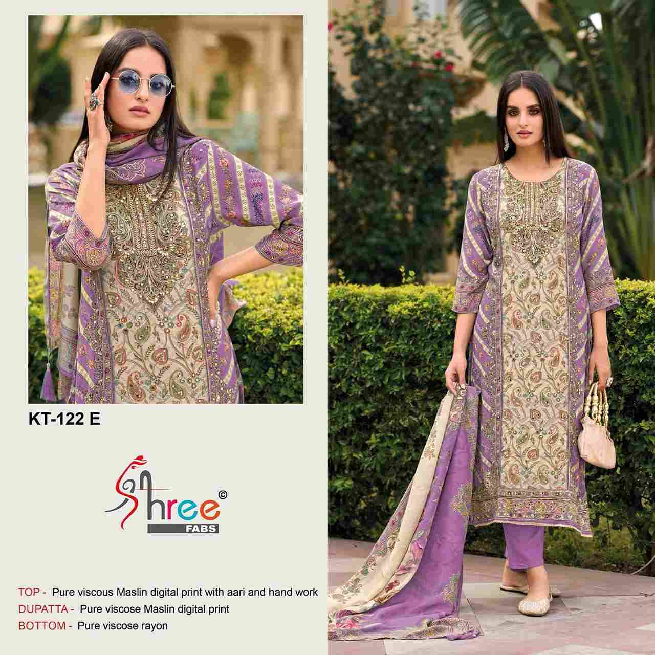 Shree Fabs Hit Design Kt-122 Vol-2 Colours By Shree Fabs Kt-122-E To Kt-122-H Series Designer Pakistani Suits Beautiful Fancy Stylish Colorful Party Wear & Occasional Wear Pure Viscose Muslin Print Dresses At Wholesale Price