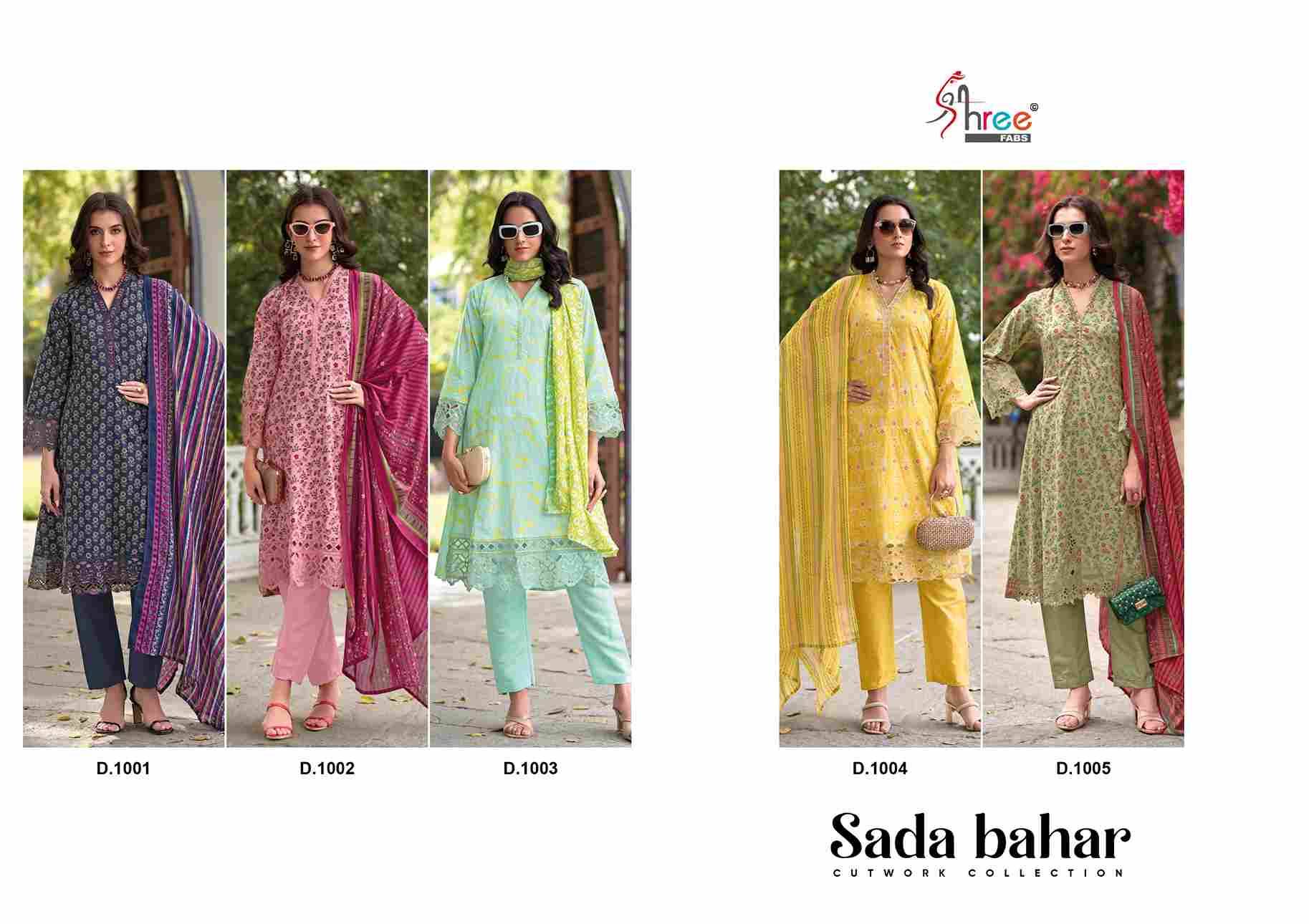 Sada Bahar Cutwork Collection By Shree Fabs 1001 To 1005 Designer Pakistani Suits Beautiful Fancy Stylish Colorful Party Wear & Occasional Wear Pure Cotton Print Embroidery Dresses At Wholesale Price
