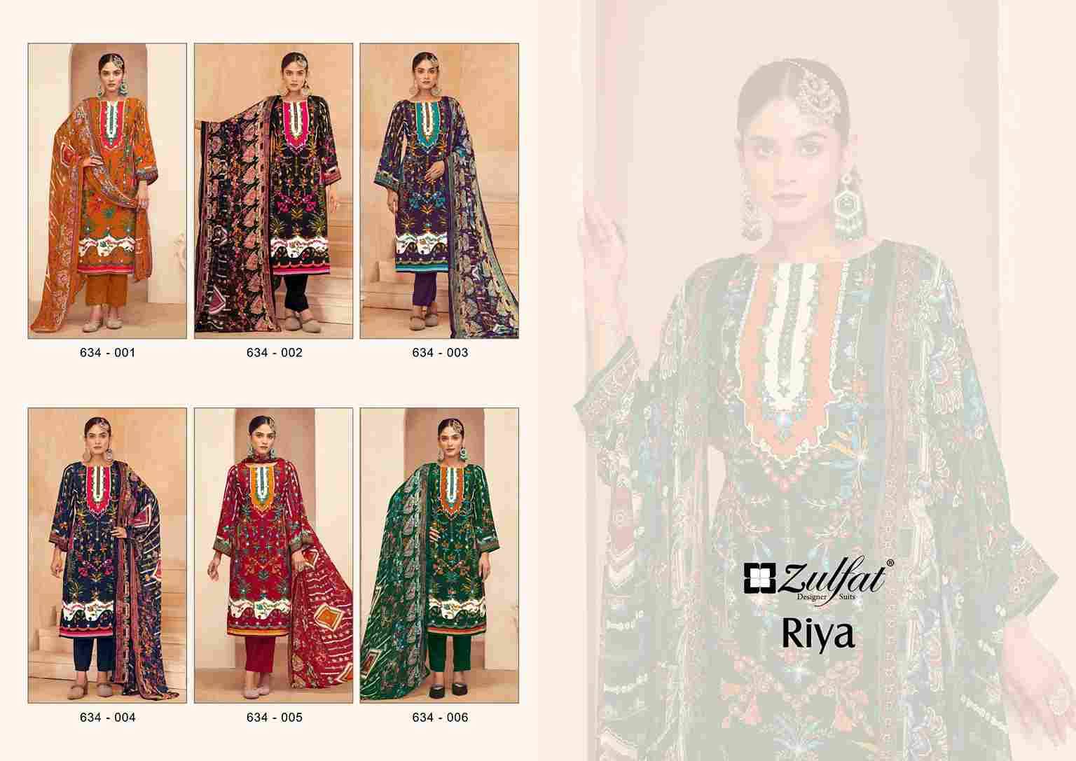 Riya By Zulfat 634-001 To 634-006 Series Beautiful Festive Suits Stylish Fancy Colorful Casual Wear & Ethnic Wear Pure Viscose Rayon Print Dresses At Wholesale Price