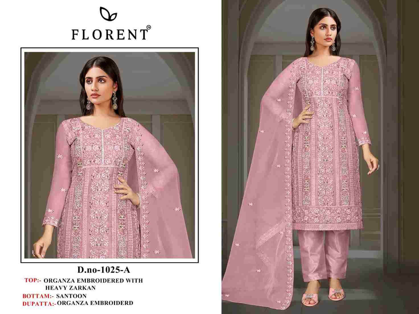 Florent 1025 Colours By Fashid Wholesale 1025-A To 1025-D Series Pakistani Suits Beautiful Fancy Colorful Stylish Party Wear & Occasional Wear Organza Embroidery Dresses At Wholesale Price