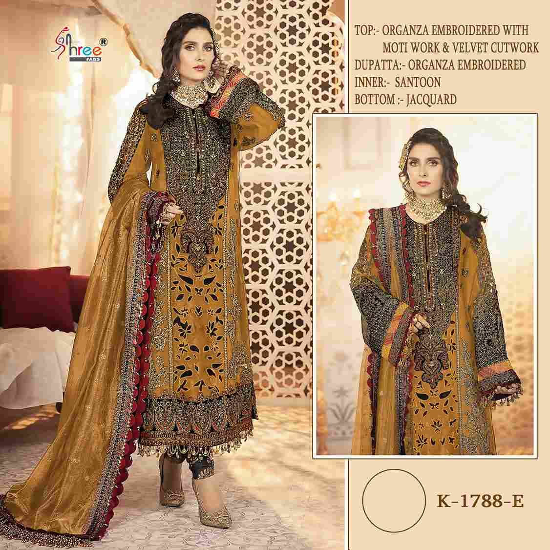 Shree Fabs Hit Design K-1788 Colours By Shree Fabs K-1788 -E To K-1788-H Series Designer Pakistani Suits Collection Beautiful Stylish Fancy Colorful Party Wear & Occasional Wear Heavy Organza Dresses At Wholesale Price