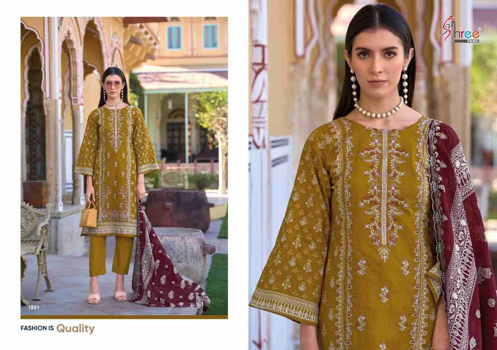 Bin Saeed Lawn Collection Vol-18 By Shree Fabs 1801 To 1806 Series Beautiful Pakistani Suits Colorful Stylish Fancy Casual Wear & Ethnic Wear Pure Cotton With Embroidered Dresses At Wholesale Price