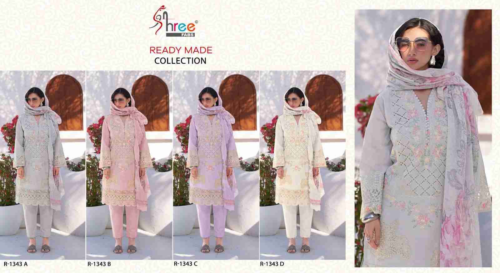 Shree Fabs Hit Design R-1343 Colours By Shree Fabs R-1343-A To R-1343-D Series Beautiful Pakistani Suits Stylish Fancy Colorful Party Wear & Occasional Wear Cambric Lawn Cotton Embroidered Dresses At Wholesale Price