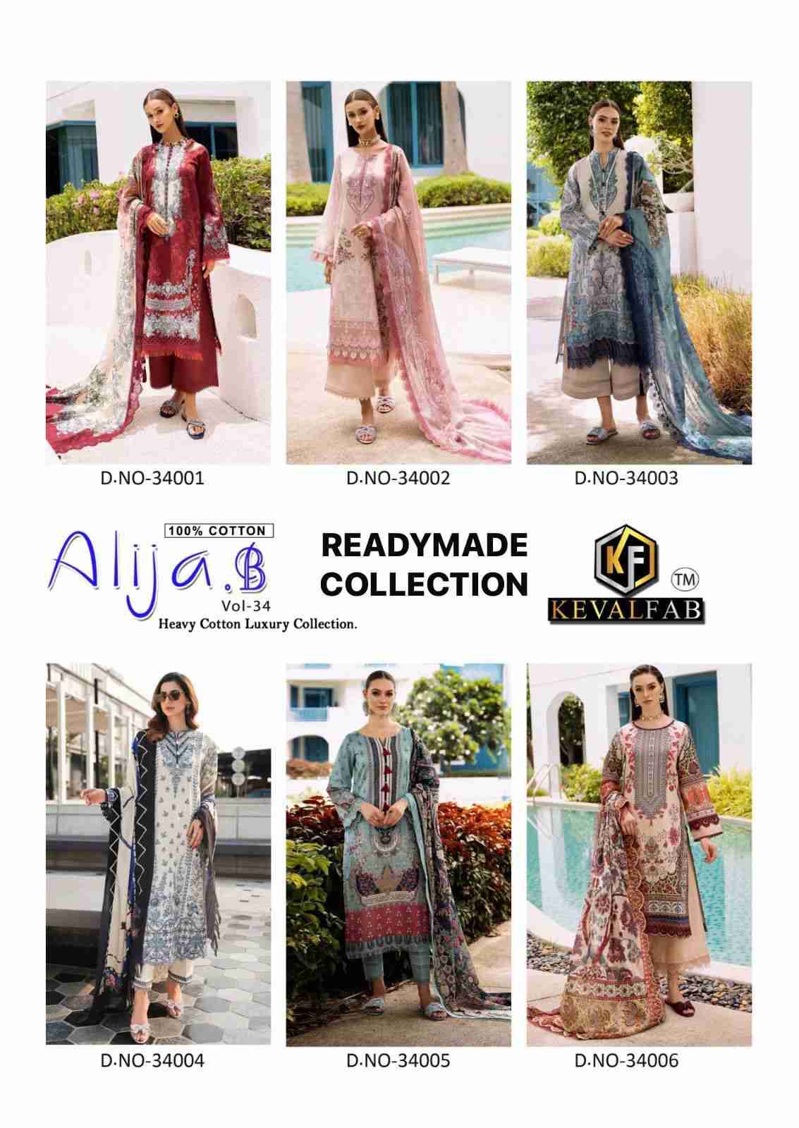 Alija.B Vol-34 By Keval Fab 34001 To 34006 Series Beautiful Stylish Festive Suits Fancy Colorful Casual Wear & Ethnic Wear & Ready To Wear Heavy Cotton Print Dresses At Wholesale Price