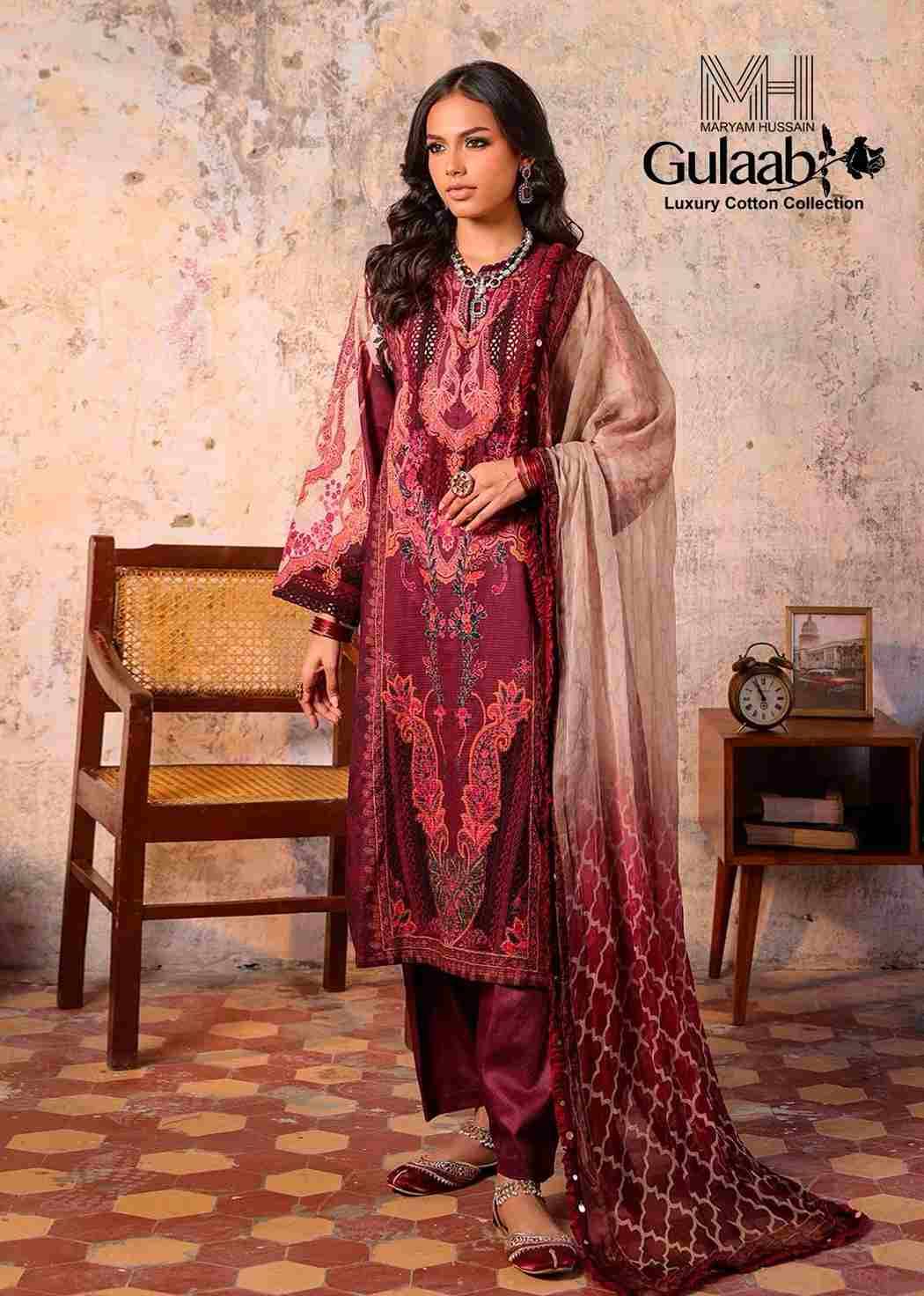 Gulaab Vol-3 By Maryam Hussain 301 To 306 Series Beautiful Festive Suits Stylish Fancy Colorful Casual Wear & Ethnic Wear Cotton Print Dresses At Wholesale Price