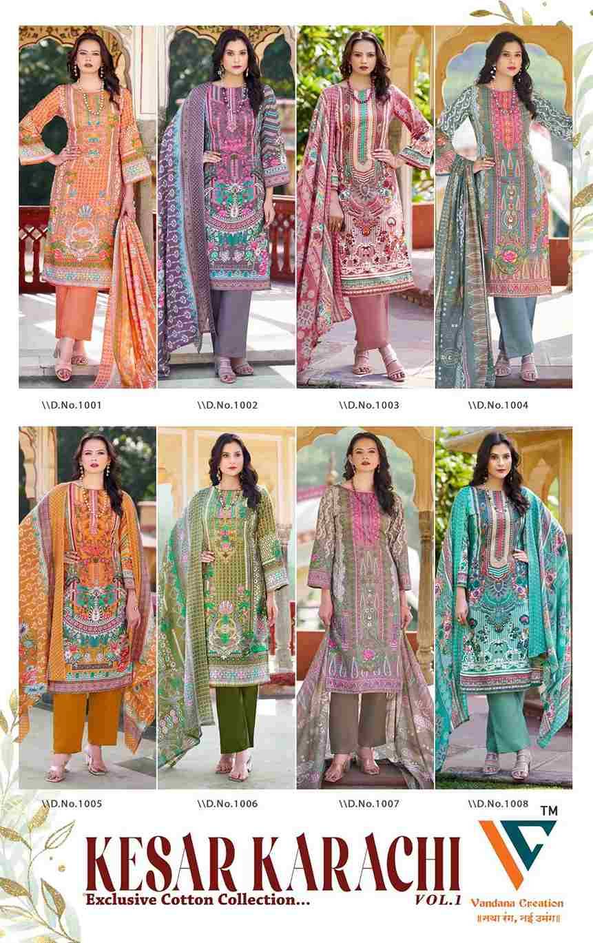 Kesar Karachi Vol-01 By Vandana Creation 1001 To 1008 Series Beautiful Festive Suits Stylish Fancy Colorful Casual Wear & Ethnic Wear Lawn Cotton Print Dresses At Wholesale Price