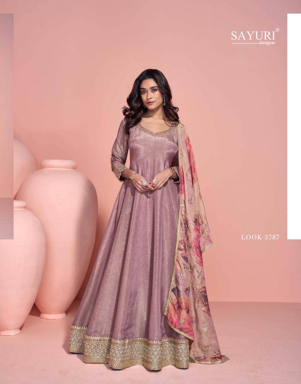 Sikha By Sayuri 5787 To 5789 Series Designer Festive Suits Beautiful Fancy Colorful Stylish Party Wear & Occasional Wear Pure Viscose Jacquard Silk Gown At Wholesale Price