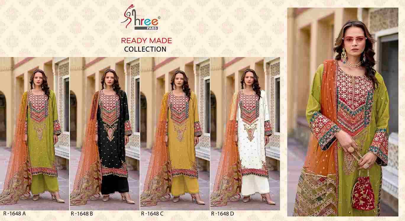 Shree Fabs Hit Design R-1648 Colours By Shree Fabs R-1648-A To R-1648-D Series Designer Pakistani Suits Collection Beautiful Stylish Fancy Colorful Party Wear & Occasional Wear Chinnon Kurtis With Bottom At Wholesale Price