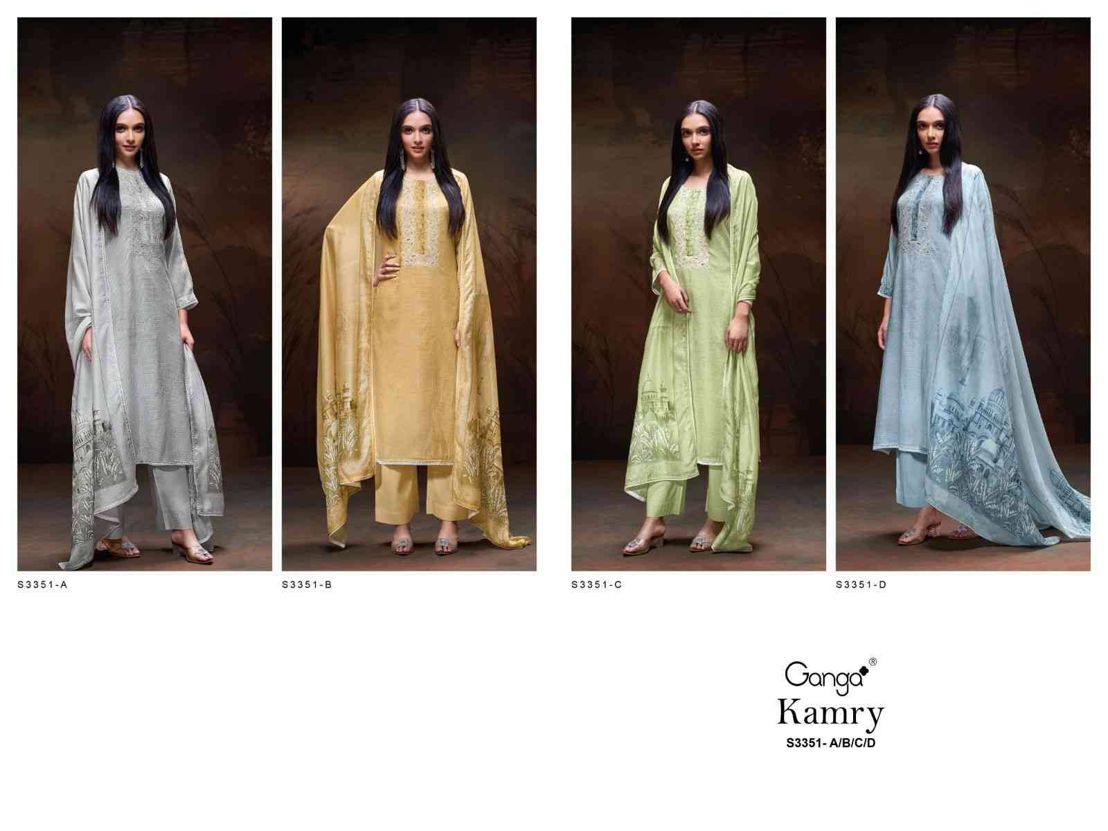 Kamry-3351 By Ganga Fashion 3351-A To 3351-D Series Beautiful Festive Suits Colorful Stylish Fancy Casual Wear & Ethnic Wear Pure Mal Dresses At Wholesale Price