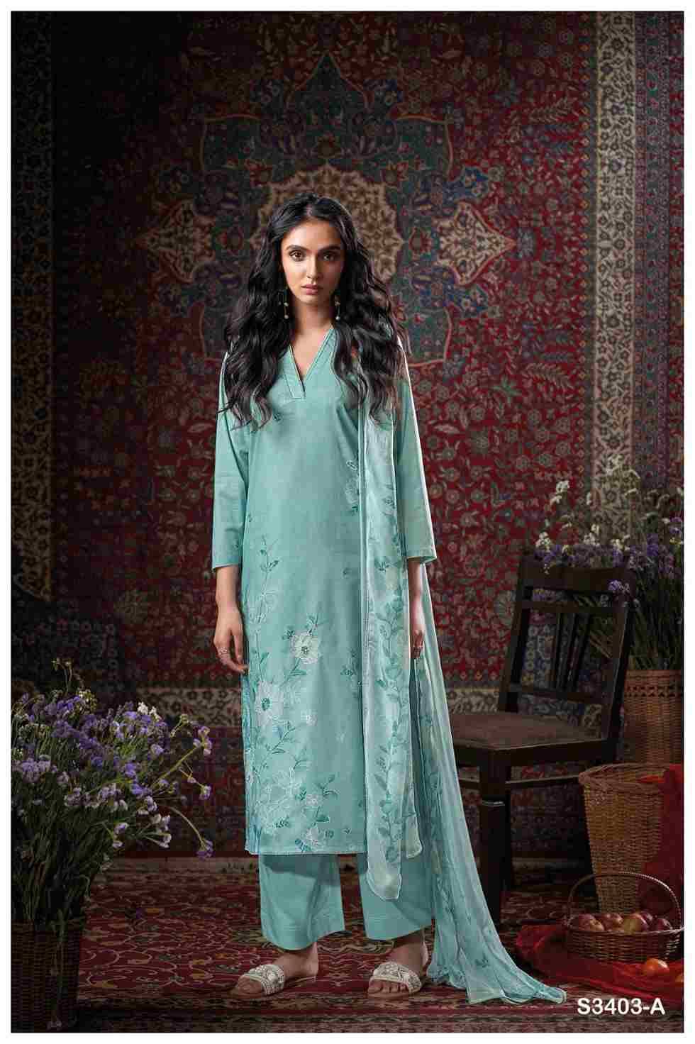 Eboni-3403 By Ganga Fashion 3403-A To 3403-D Series Beautiful Festive Suits Colorful Stylish Fancy Casual Wear & Ethnic Wear Pure Cotton Dresses At Wholesale Price