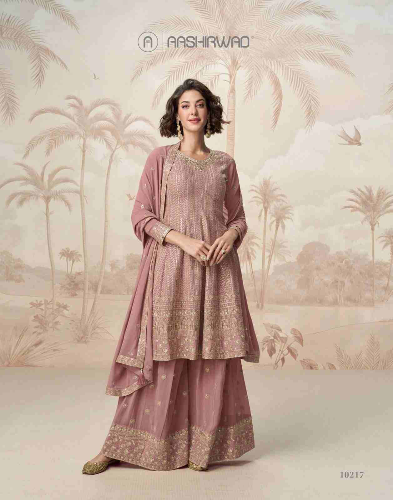 Shivani By Aashirwad Creation 10217 To 10219 Series Beautiful Sharara Suits Colorful Stylish Fancy Casual Wear & Ethnic Wear Premium Georgette Dresses At Wholesale Price