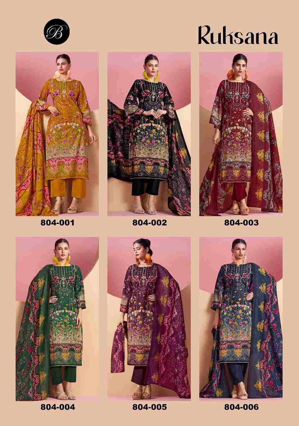 Ruksana By Belliza 804-001 To 804-006 Series Beautiful Festive Suits Colorful Stylish Fancy Casual Wear & Ethnic Wear Pure Cotton Print Dresses At Wholesale Price