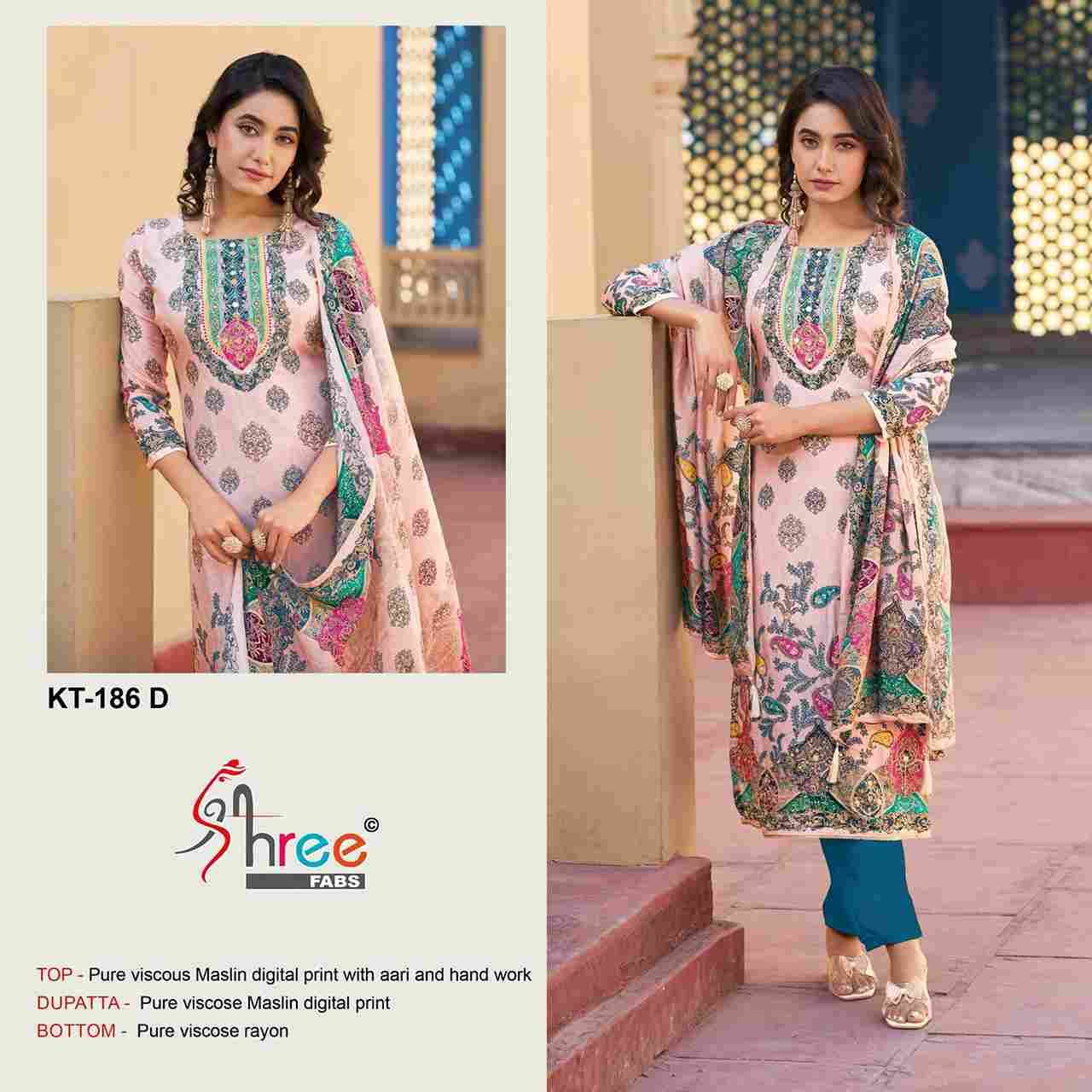 Shree Fabs Hit Design KT-186 Colours By Shree Fabs KT-186-A To KT-186-D Series Designer Pakistani Suits Beautiful Fancy Stylish Colorful Party Wear & Occasional Wear Pure Viscose Muslin Embroidery Dresses At Wholesale Price