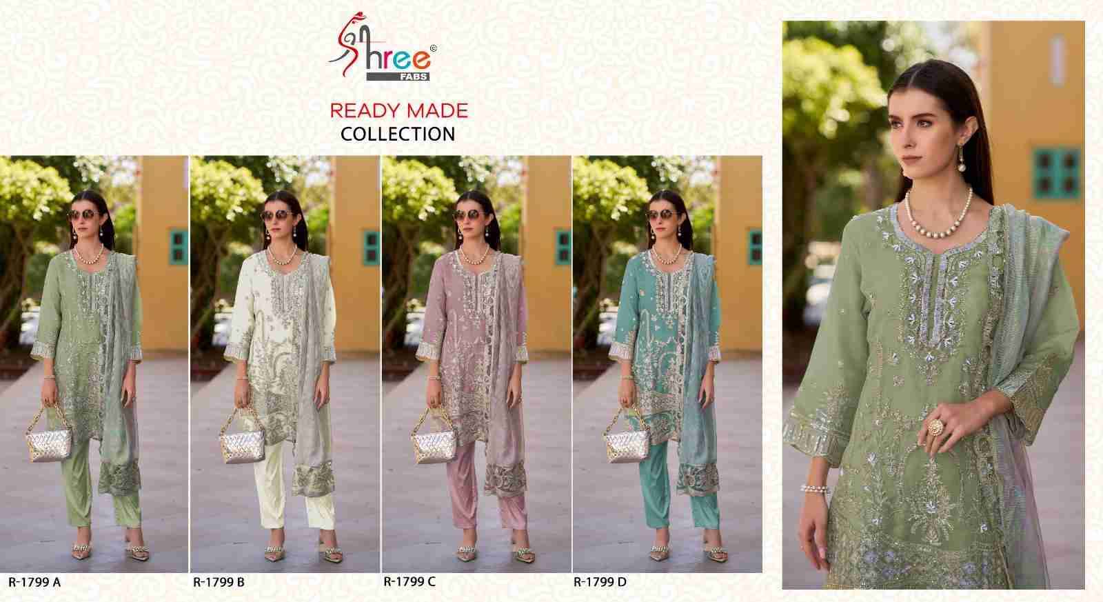Shree Fabs Hit Design R-1799 Colours By Shree Fabs R-1799-A To R-1799-D Series Beautiful Pakistani Suits Stylish Fancy Colorful Party Wear & Occasional Wear Viscose Organza Embroidered Dresses At Wholesale Price
