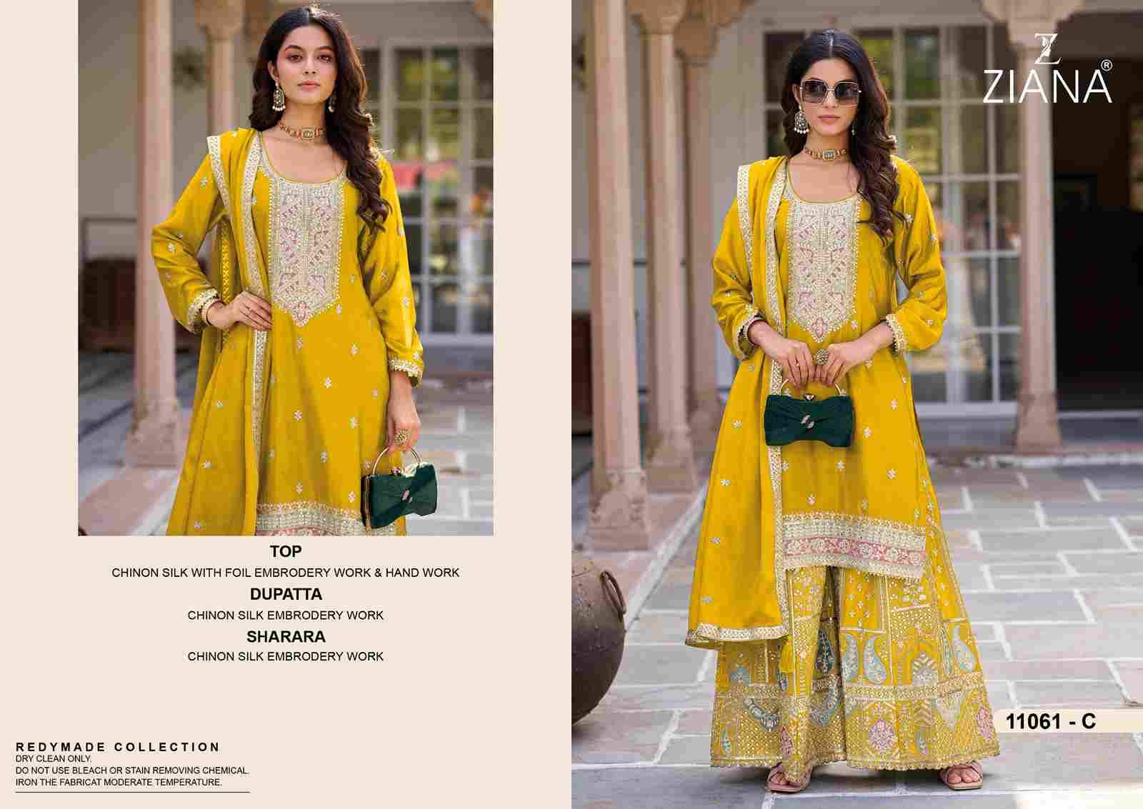 Ziana 11061 Colours By Fashid Wholesale 11061-A To 11061-D Series Beautiful Stylish Suits Fancy Colorful Casual Wear & Ethnic Wear & Ready To Wear Chinnon Silk Dresses At Wholesale Price