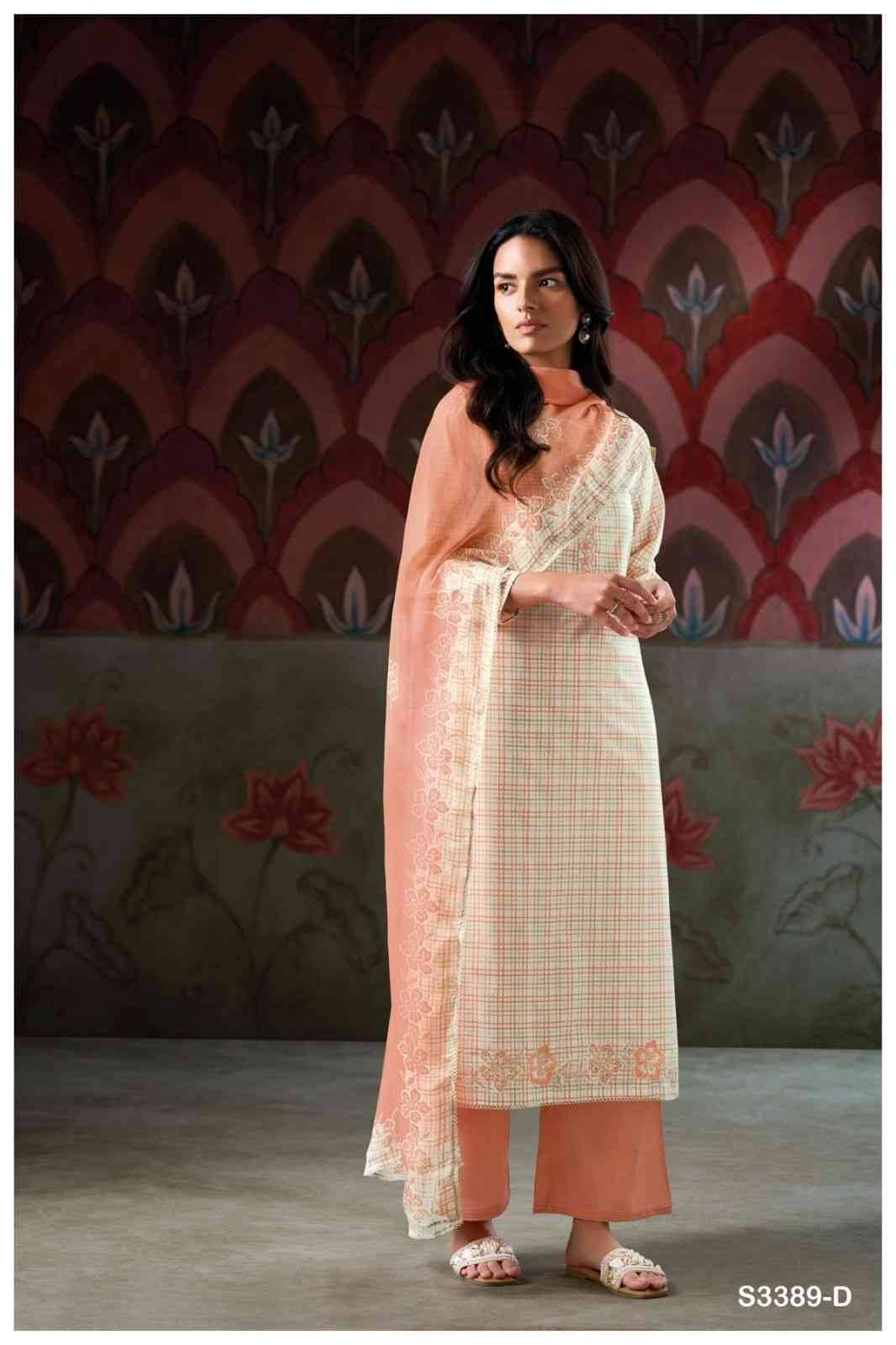 Akiyah-3389 By Ganga Fashion 3389-A To 3389-D Series Beautiful Festive Suits Colorful Stylish Fancy Casual Wear & Ethnic Wear Pure Cotton Print Dresses At Wholesale Price