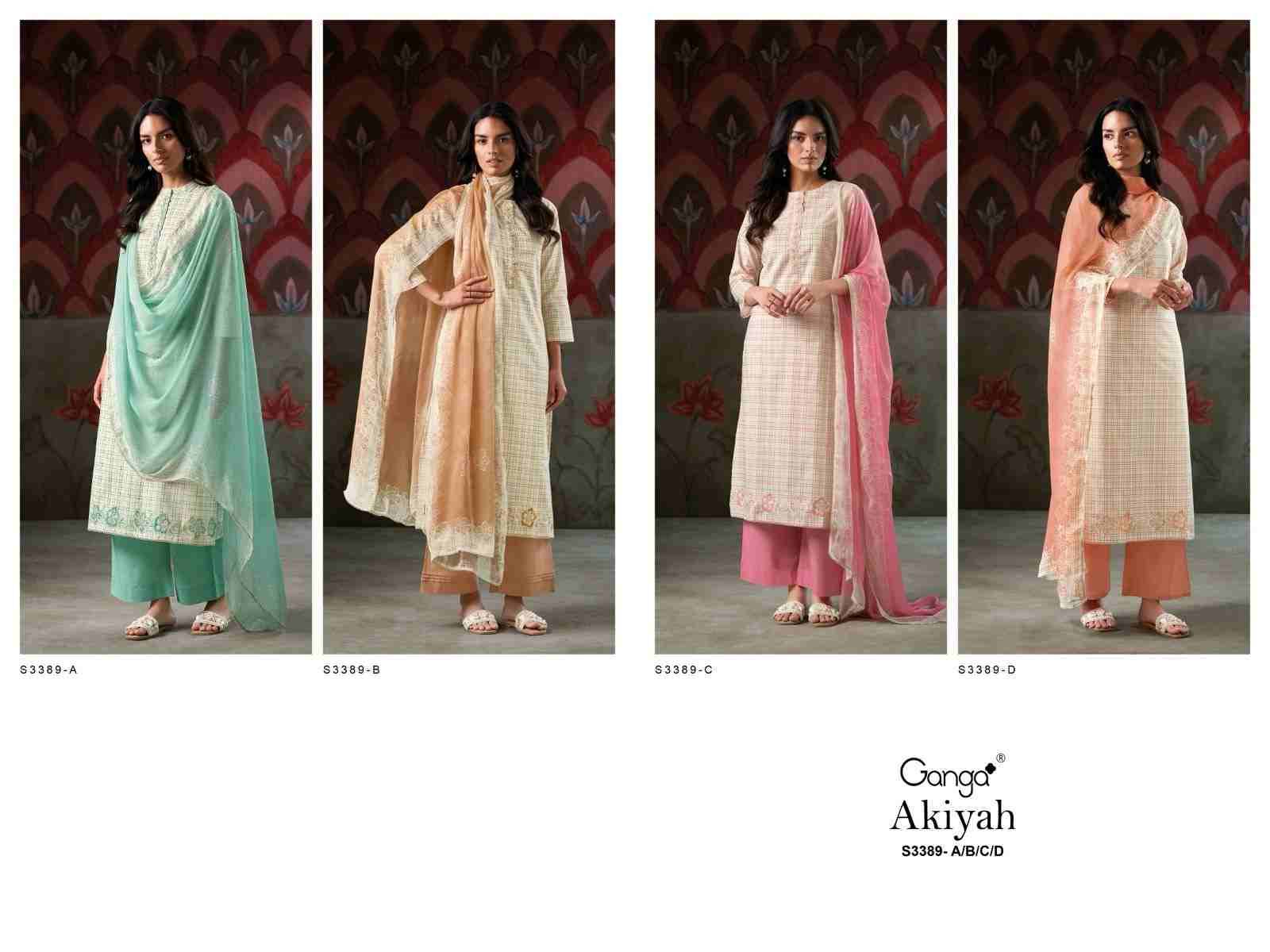 Akiyah-3389 By Ganga Fashion 3389-A To 3389-D Series Beautiful Festive Suits Colorful Stylish Fancy Casual Wear & Ethnic Wear Pure Cotton Print Dresses At Wholesale Price