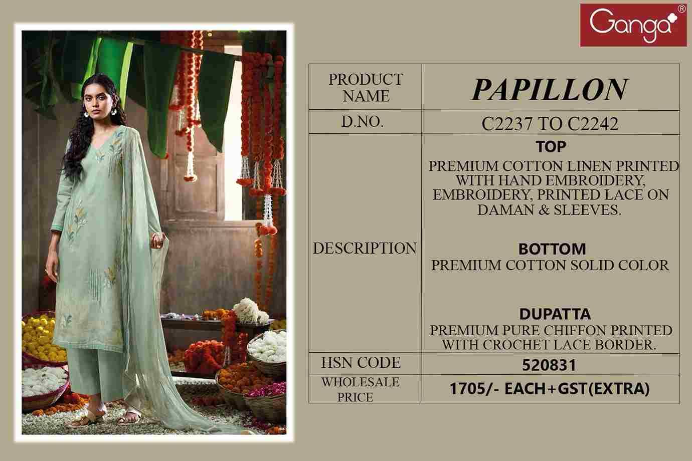 Papillon By Ganga Fashion 2237 To 2242 Series Beautiful Festive Suits Colorful Stylish Fancy Casual Wear & Ethnic Wear Pure Cotton Linen Dresses At Wholesale Price