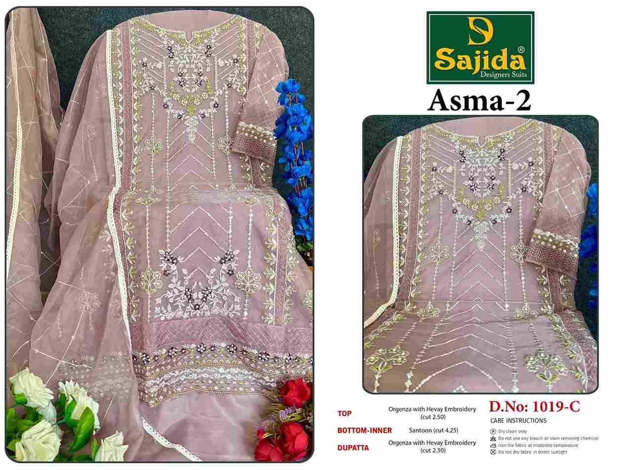 Asma Vol-2 By Sajida Designer Suits 1019-A To 1019-D Series Beautiful Pakistani Suits Colorful Stylish Fancy Casual Wear & Ethnic Wear Organza Embroidered Dresses At Wholesale Price