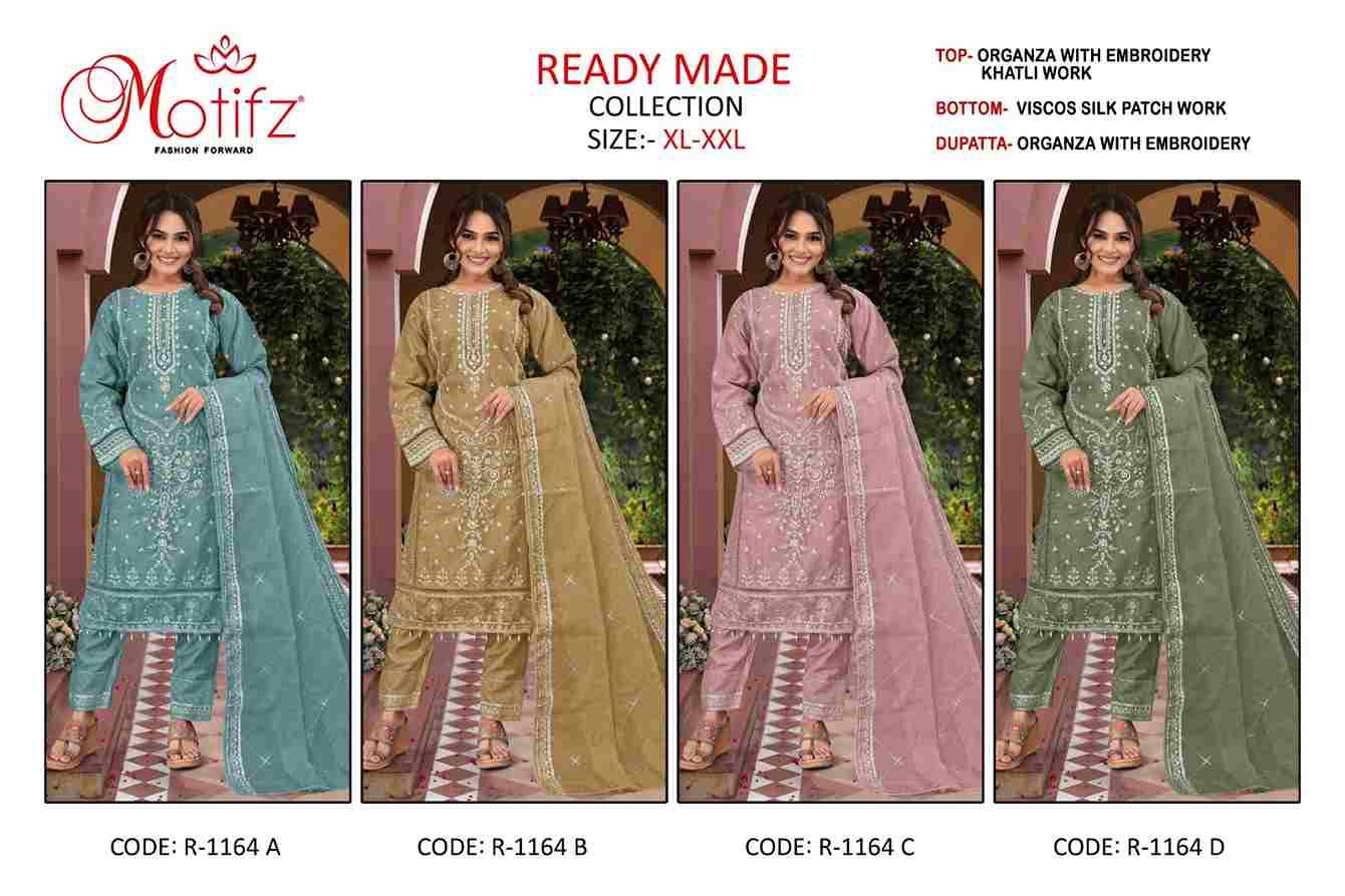 Motifz Hit Design 1164 Colours By Motifz 1164-A To 1164-D Series Beautiful Pakistani Suits Colorful Stylish Fancy Casual Wear & Ethnic Wear Organza Dresses At Wholesale Price