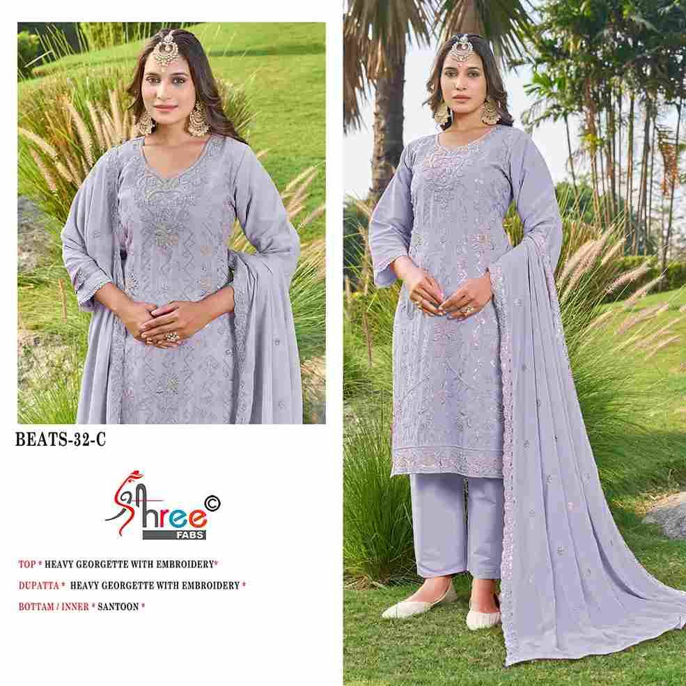 Beats-32 Colours By Shree Fabs 32 To 32-C Series Beautiful Pakistani Suits Stylish Fancy Colorful Party Wear & Occasional Wear Heavy Georgette Embroidered Dresses At Wholesale Price