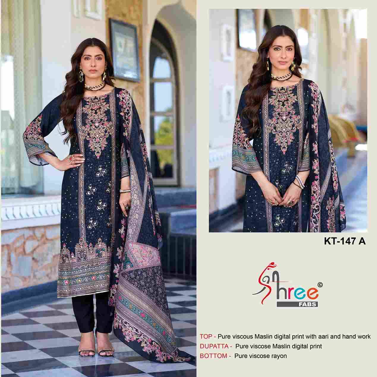 Shree Fabs Hit Design KT-147 Colours By Shree Fabs KT-147-A To KT-147-B Series Designer Pakistani Suits Beautiful Fancy Stylish Colorful Party Wear & Occasional Wear Pure Viscose Muslin Embroidery Dresses At Wholesale Price