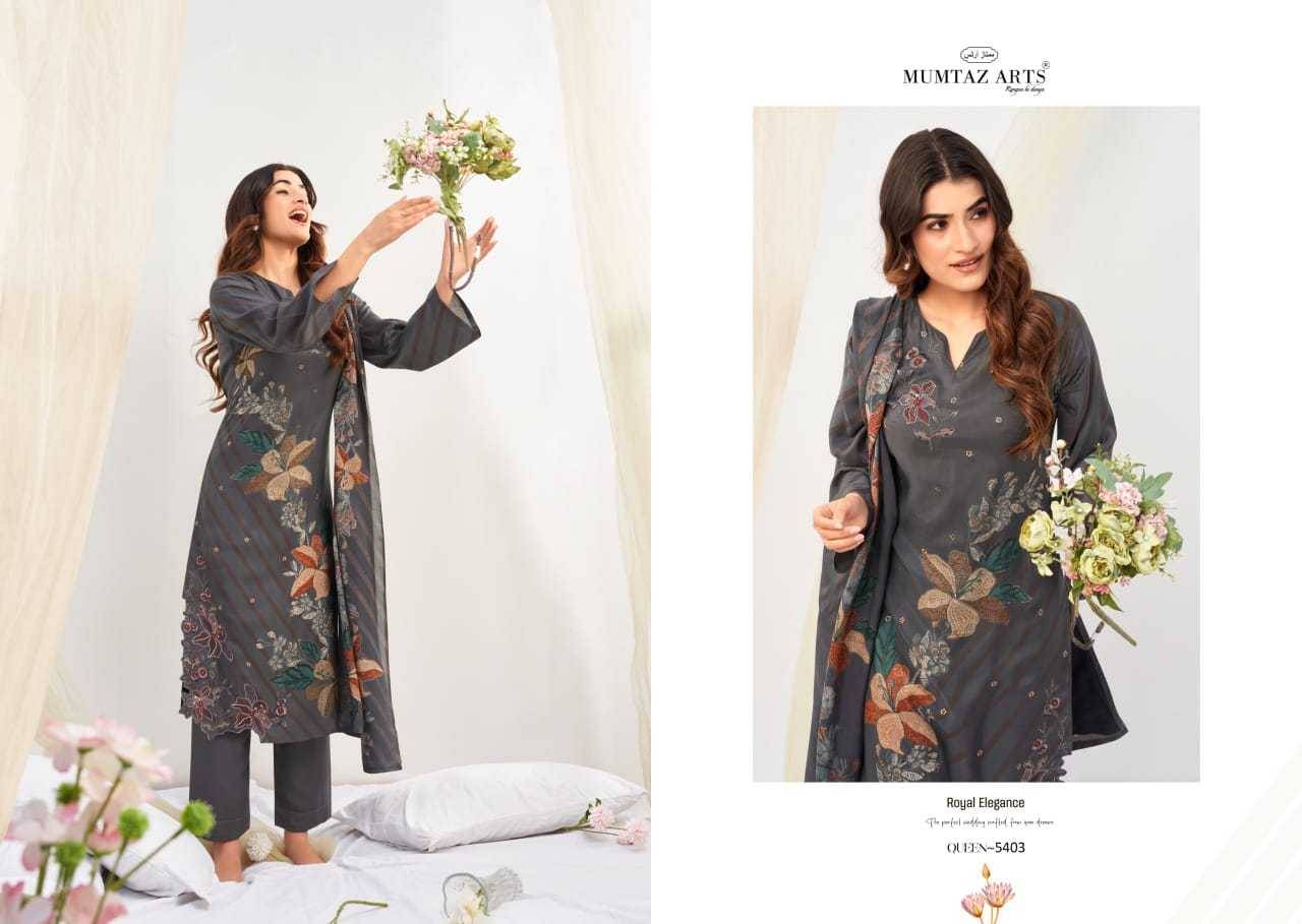 Queen By Mumtaz Arts 5401 To 5404 Series Beautiful Festive Suits Colorful Stylish Fancy Casual Wear & Ethnic Wear Pure Viscose Muslin Print Dresses At Wholesale Price