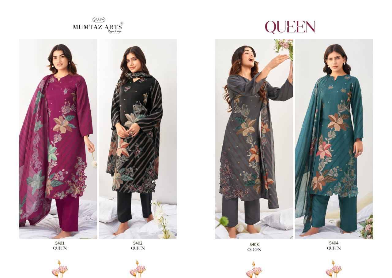 Queen By Mumtaz Arts 5401 To 5404 Series Beautiful Festive Suits Colorful Stylish Fancy Casual Wear & Ethnic Wear Pure Viscose Muslin Print Dresses At Wholesale Price