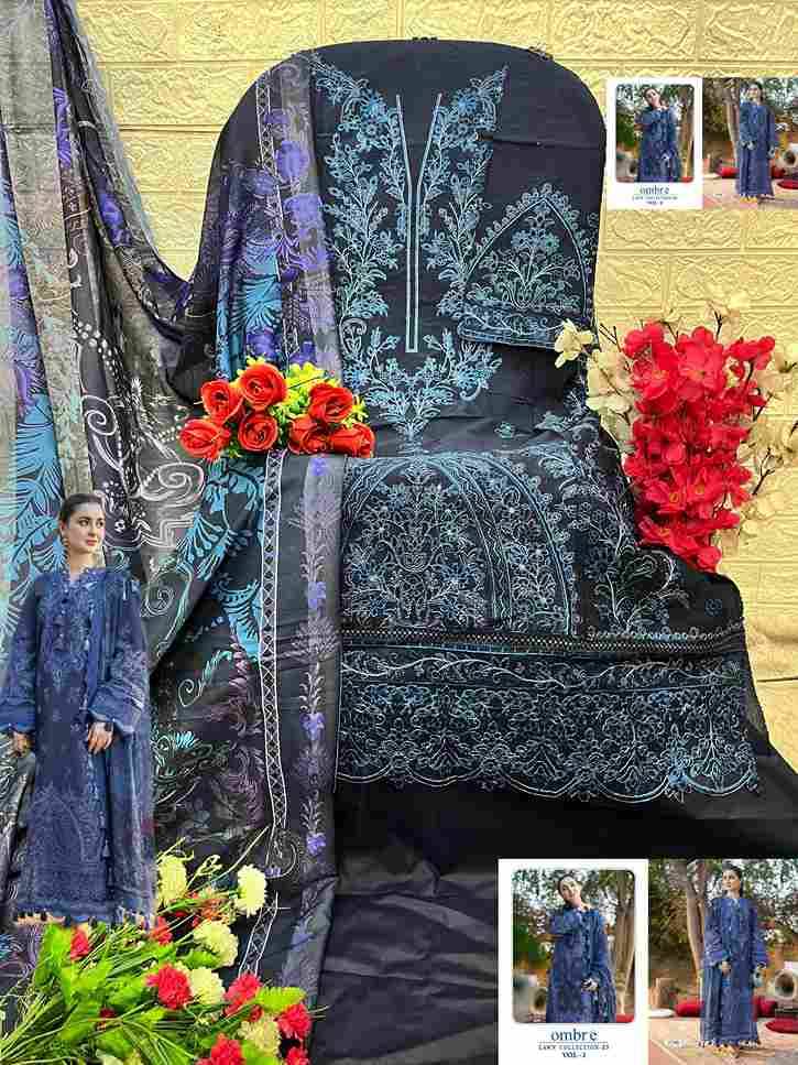 Ombre Lawn Collection-25 Vol-2 By Shree Fabs 3788 To 3790 Series Beautiful Pakistani Suits Stylish Fancy Colorful Party Wear & Occasional Wear Pure Cotton Embroidery Dresses At Wholesale Price