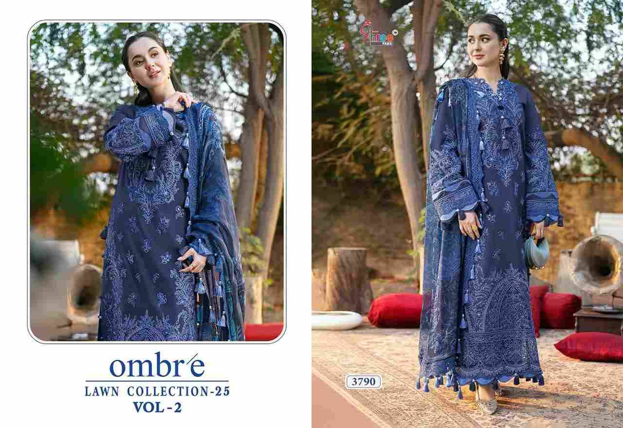 Ombre Lawn Collection-25 Vol-2 By Shree Fabs 3788 To 3790 Series Beautiful Pakistani Suits Stylish Fancy Colorful Party Wear & Occasional Wear Pure Cotton Embroidery Dresses At Wholesale Price