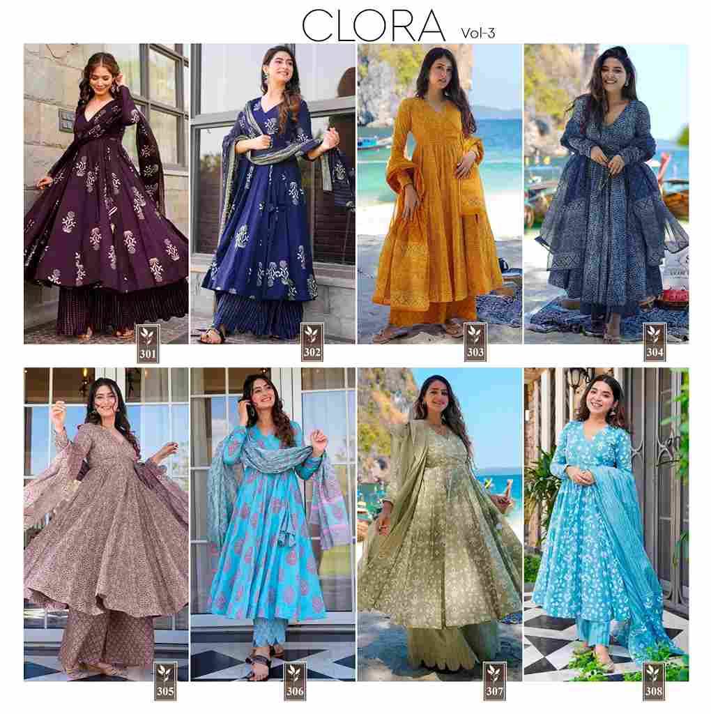 Clora Vol-3 By Fashid Wholesale 301 To 308 Series Designer Festive Suits Collection Beautiful Stylish Fancy Colorful Party Wear & Occasional Wear Pure Muslin Dresses At Wholesale Price