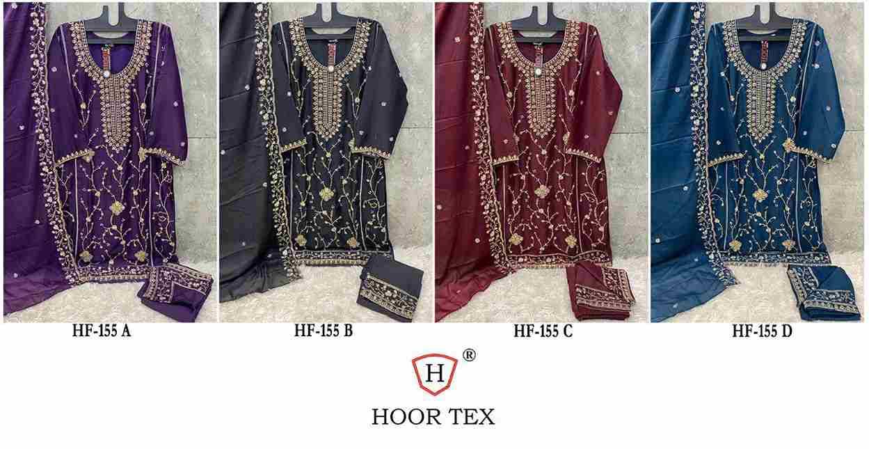 Hoor Tex Hit Design HF-155 Colours By Hoor Tex HF-155-A To HF-155-D Series Designer Festive Pakistani Suits Collection Beautiful Stylish Fancy Colorful Party Wear & Occasional Wear Heavy Georgette Embroidered Dresses At Wholesale Price