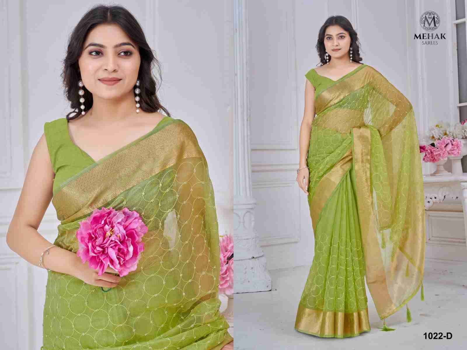 Mehak 1022 Colours By Mehak Sarees 1022-A To 1022-D Series Indian Traditional Wear Collection Beautiful Stylish Fancy Colorful Party Wear & Occasional Wear Pure Jacquard Sarees At Wholesale Price